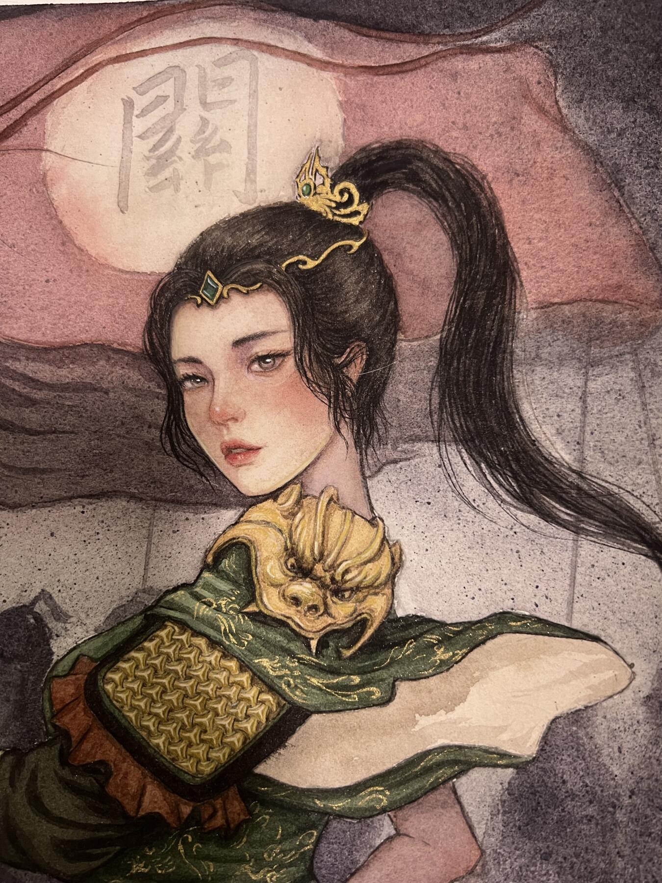 白泽拍卖卡牌专场第3期（端午小HIGH） 2022 一间卡 新三国第二弹 关银屏 非严原画（母卡）画纸37.6×56cm   画芯36×54cm 中拍非严送to签卡一张