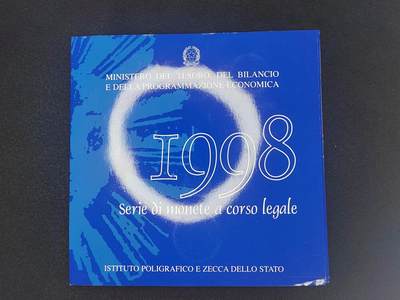 巴斯克收藏第276期 套币，卡册 ，原盒专场 6月18/19/20号三场连拍 全场包邮 - 意大利 1998年套币卡册 12枚含银币2枚