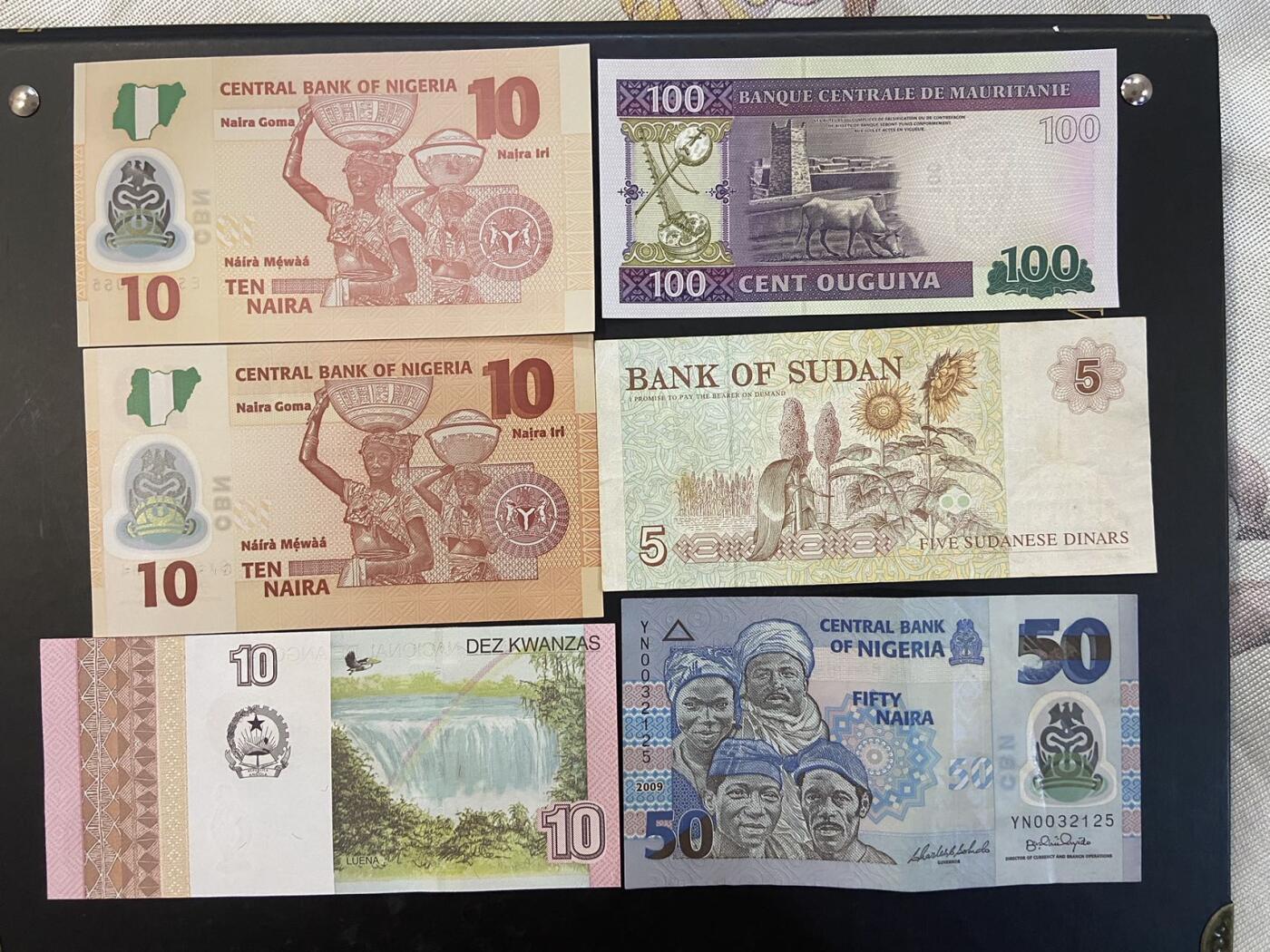 【炜奕收藏】旧币纪念币专场，0佣金，第六期 非洲杂币6张，前4张unc品相，后两张流通品相