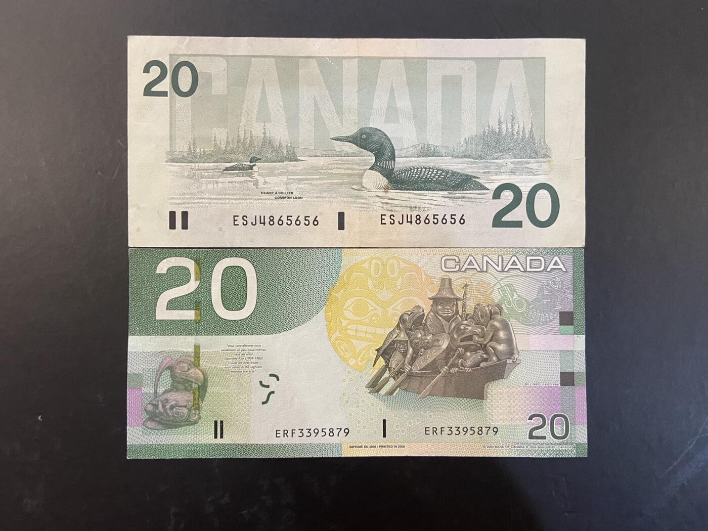 【炜奕收藏】旧币纪念币专场，0佣金，第六期 加拿大流通好品纸币2张