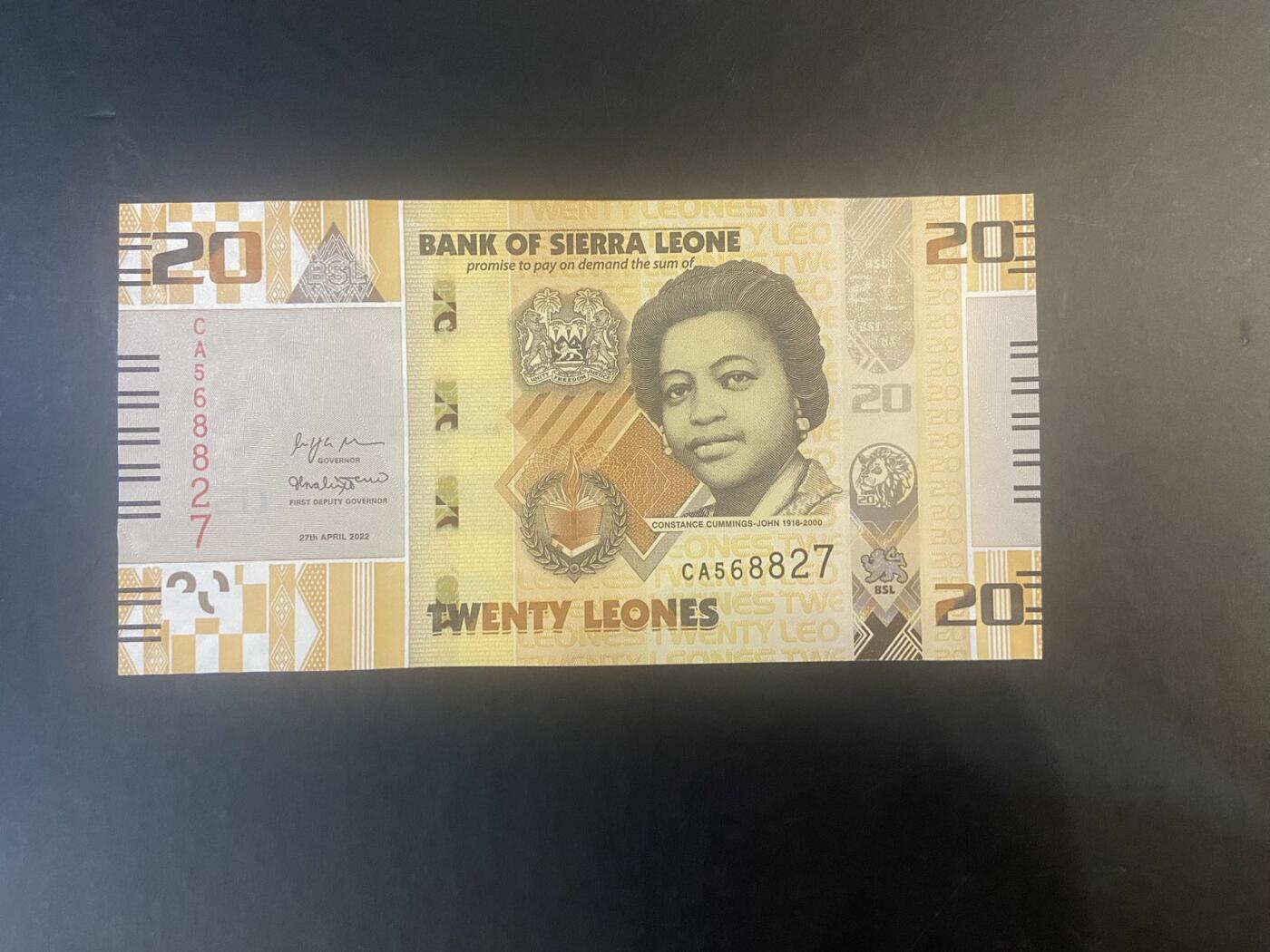 【炜奕收藏】旧币纪念币专场，0佣金，第六期 塞拉利昂UNC品相纸币1张