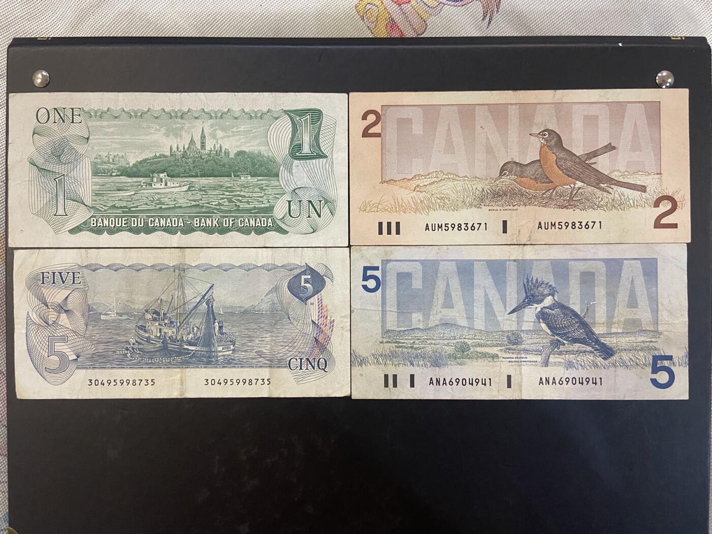 【炜奕收藏】旧币纪念币专场，0佣金，第六期 加拿大流通品相纸币4张