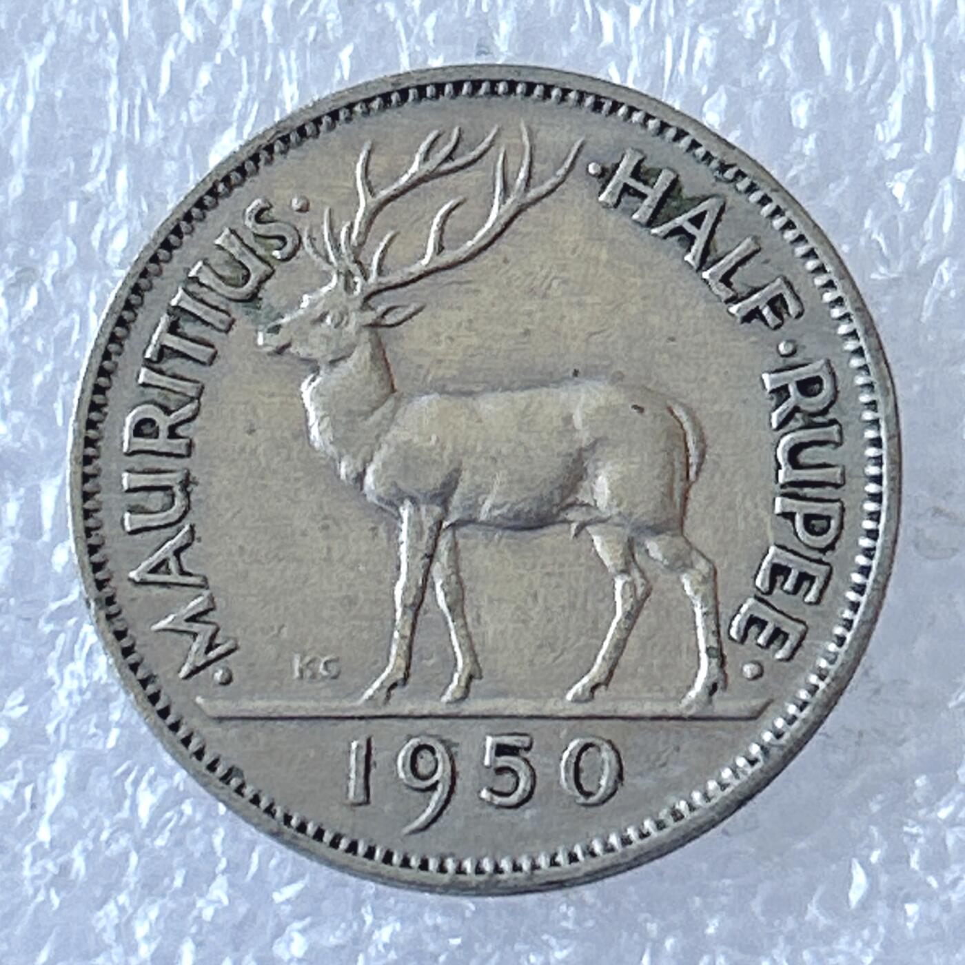 第一海外回流一元起拍收藏 散币专场 第94期 毛里求斯1950年1/2卢比 乔治六世