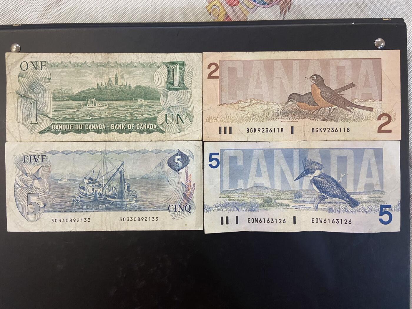 【炜奕收藏】旧币纪念币专场，0佣金，第六期 加拿大流通品相纸币4张