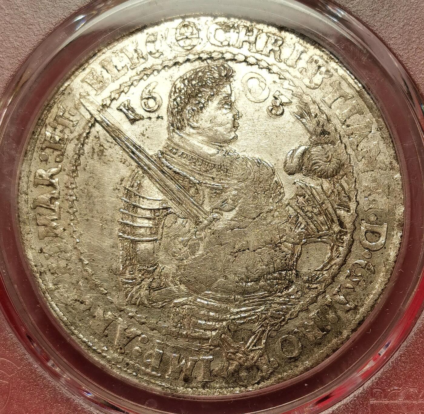 凡希社世界钱币微拍第二百七十二期 荐！1603萨克森选侯国兄弟泰勒大银PCGS-MS62，银光充沛质感佳，P唯一评级记录！