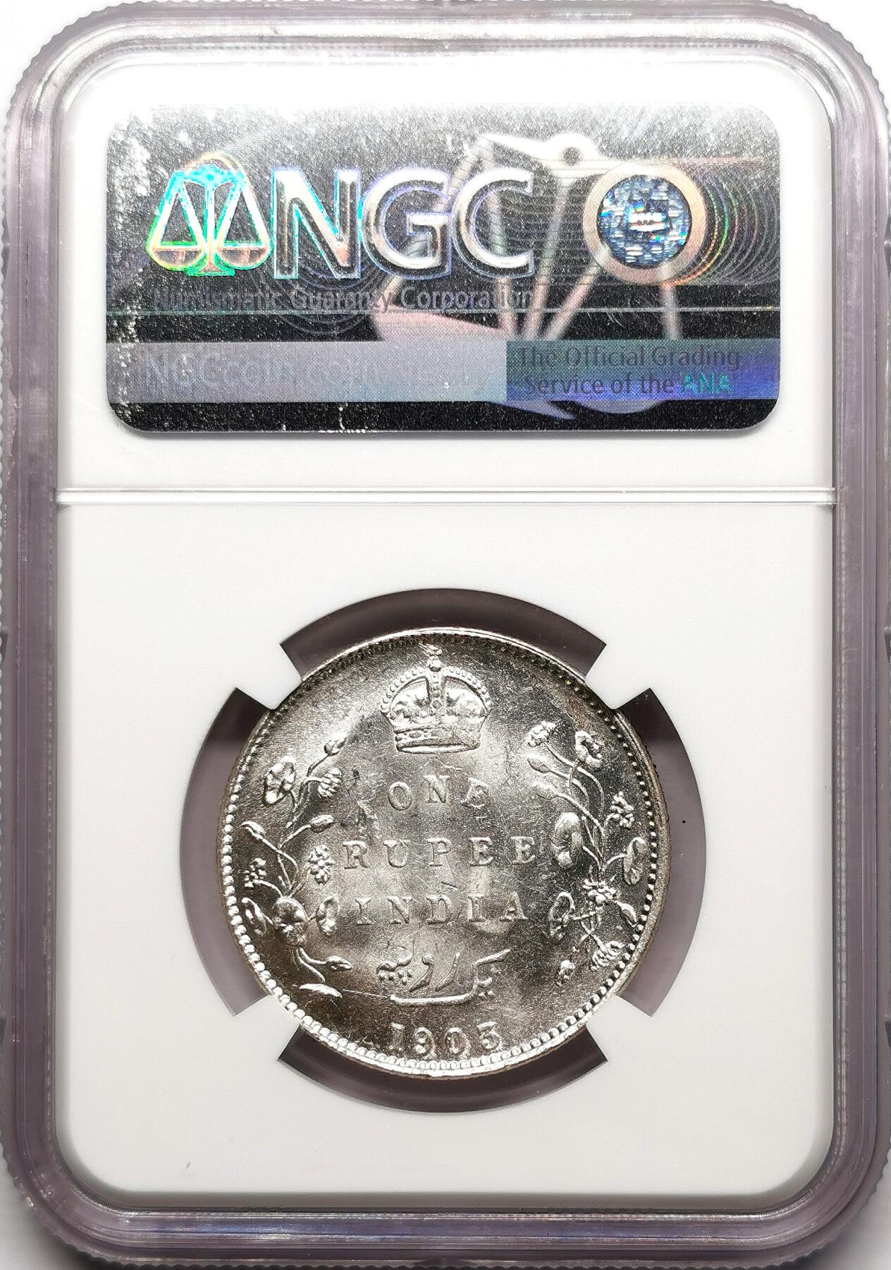 凡希社世界钱币微拍第二百七十二期 1903B英属印度爱七卢比银币NGC-MS63