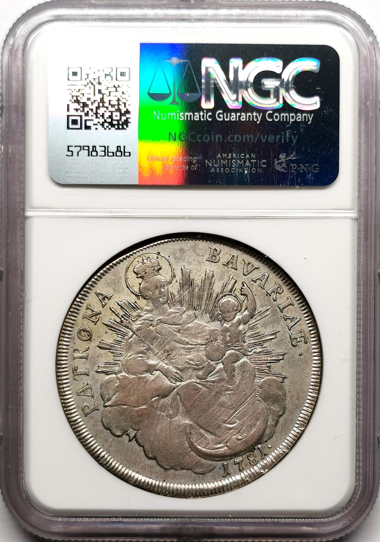 凡希社世界钱币微拍第二百七十二期 1781巴伐利亚圣母子泰勒大银NGC-XFD