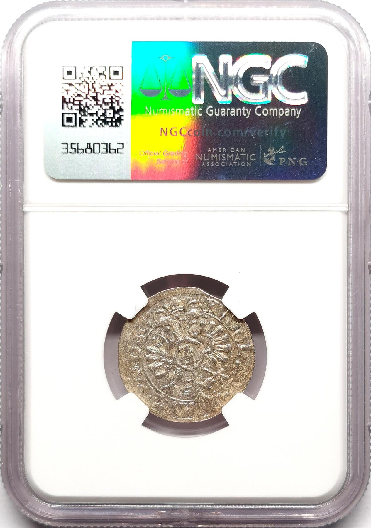 凡希社世界钱币微拍第二百七十二期 1598普法尔茨-茨魏布吕肯3K银币NGC-MS61，高品稀见品种！