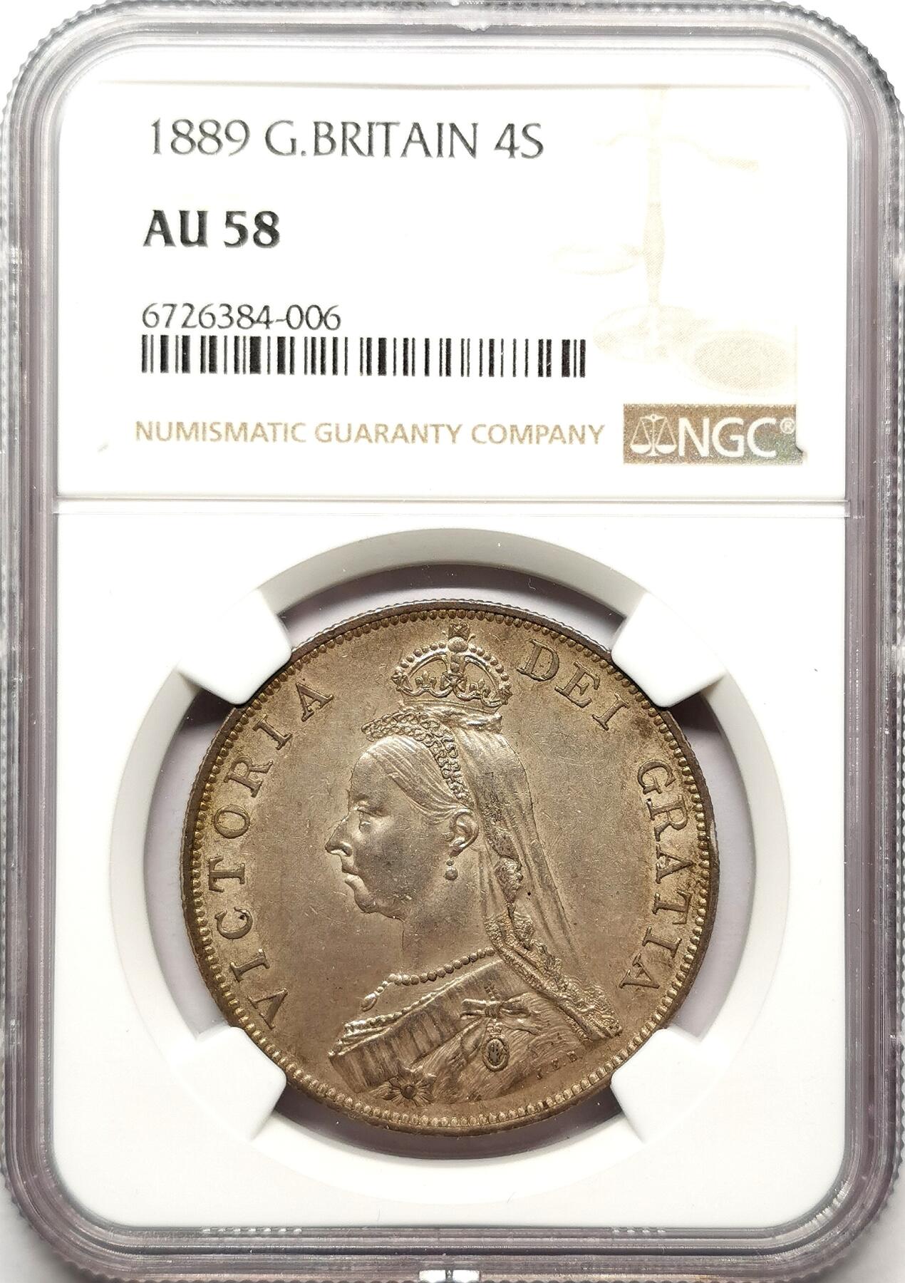 凡希社世界钱币微拍第二百七十二期 1889英国老维高冠双佛罗林大银NGC-AU58