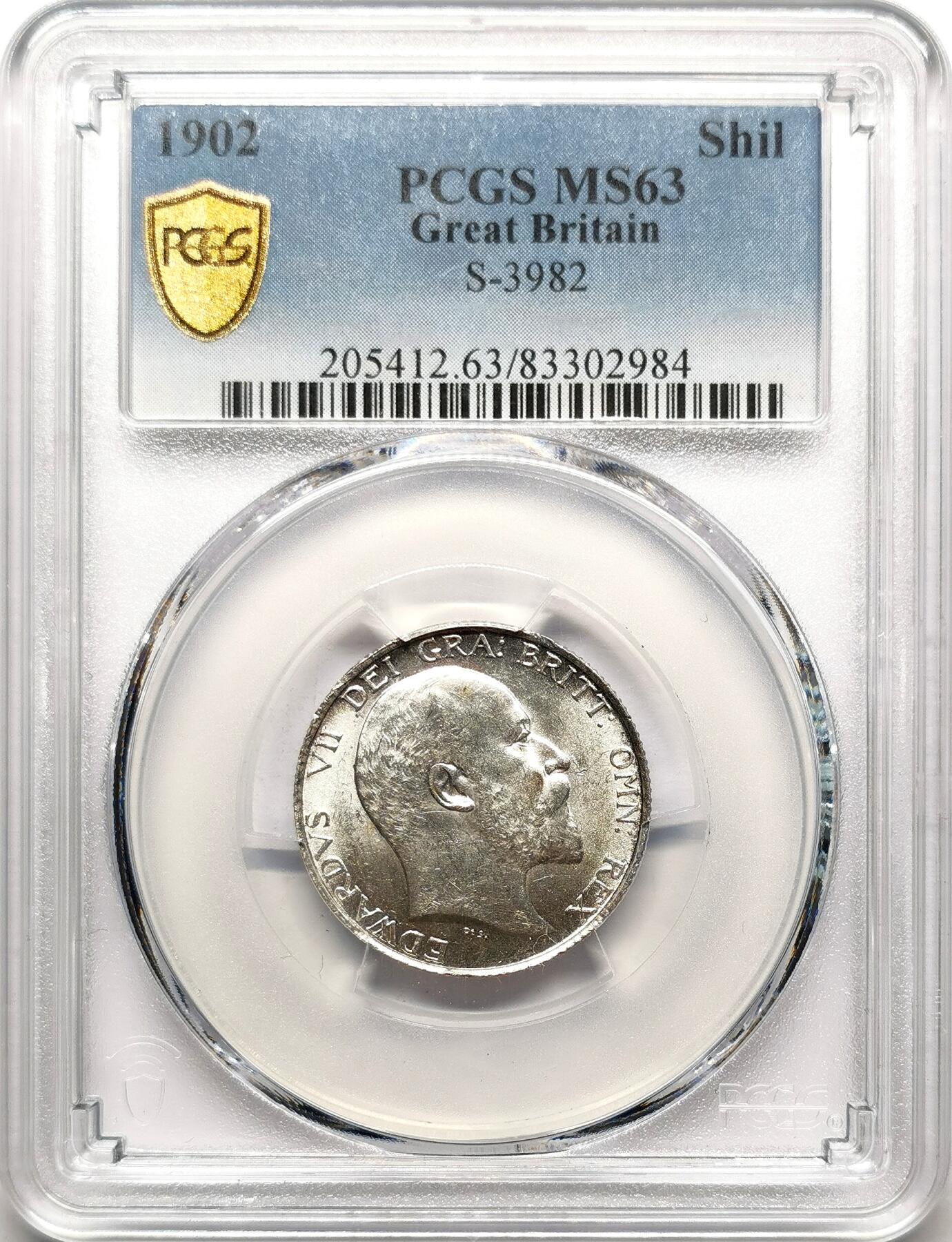 凡希社世界钱币微拍第二百七十二期 1902英国爱七先令PCGS-MS63