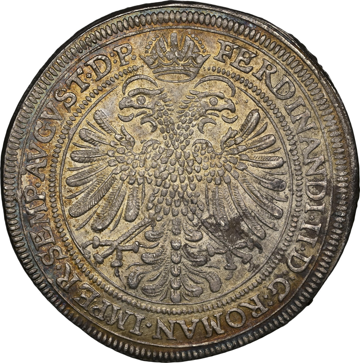 凡希社世界钱币微拍第二百七十二期 荐！1625帝国自由市纽伦堡盾徽与双头鹰泰勒大银NGC-MS62，淡金彩，视觉感极佳的收藏级品质，N唯一亚军分！