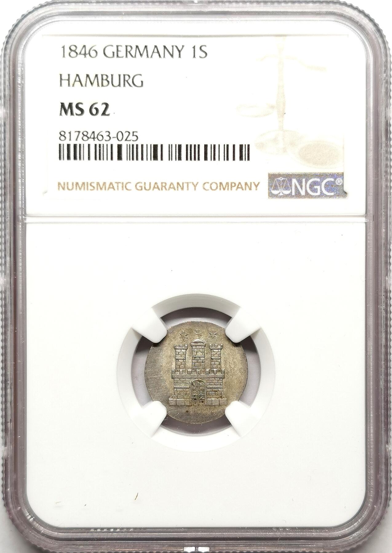 凡希社世界钱币微拍第二百七十二期 1846汉堡自由市1S银币NGC-MS62