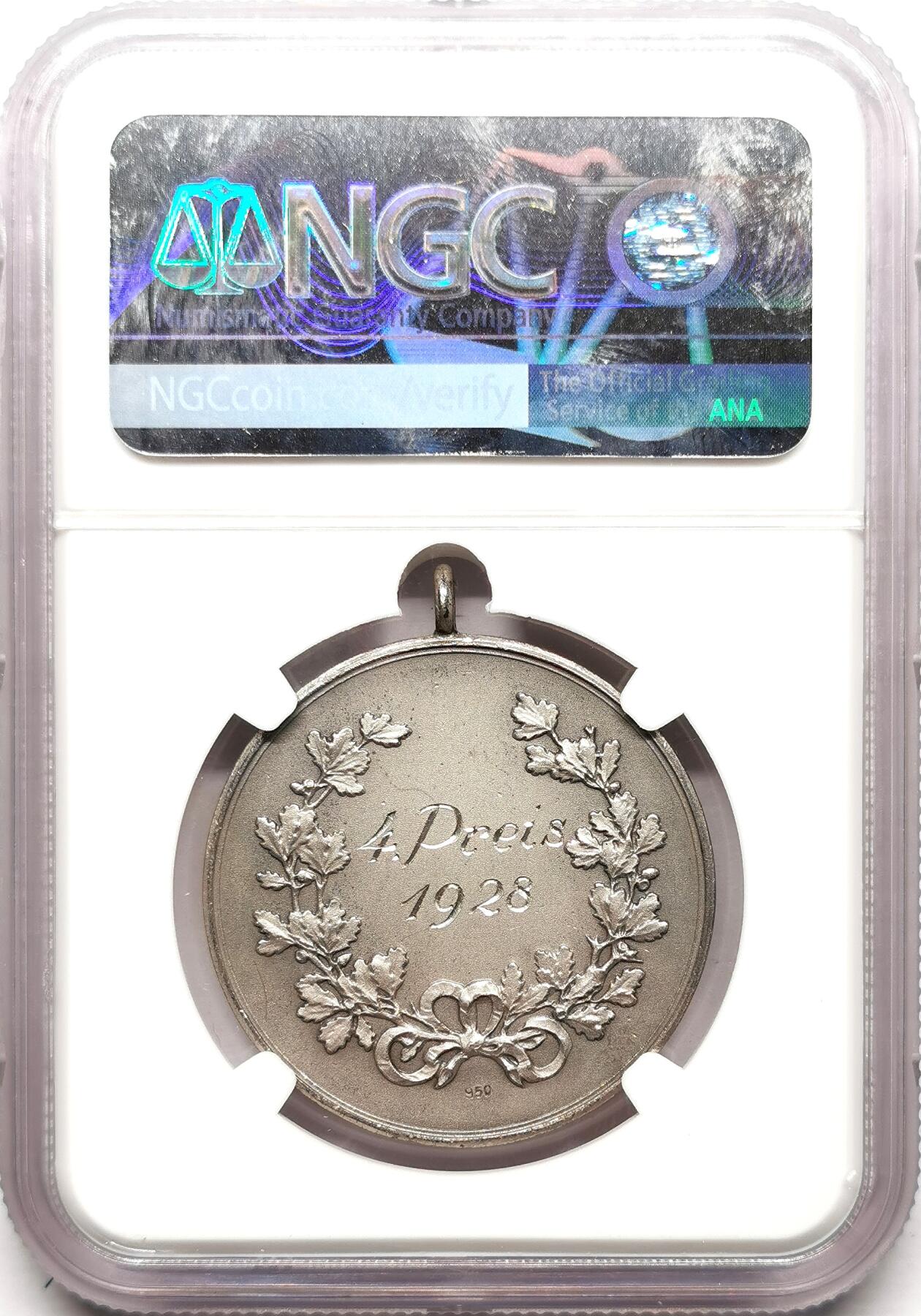 凡希社世界钱币微拍第二百七十二期 1928瑞士射击节纪念银章NGC-MS63