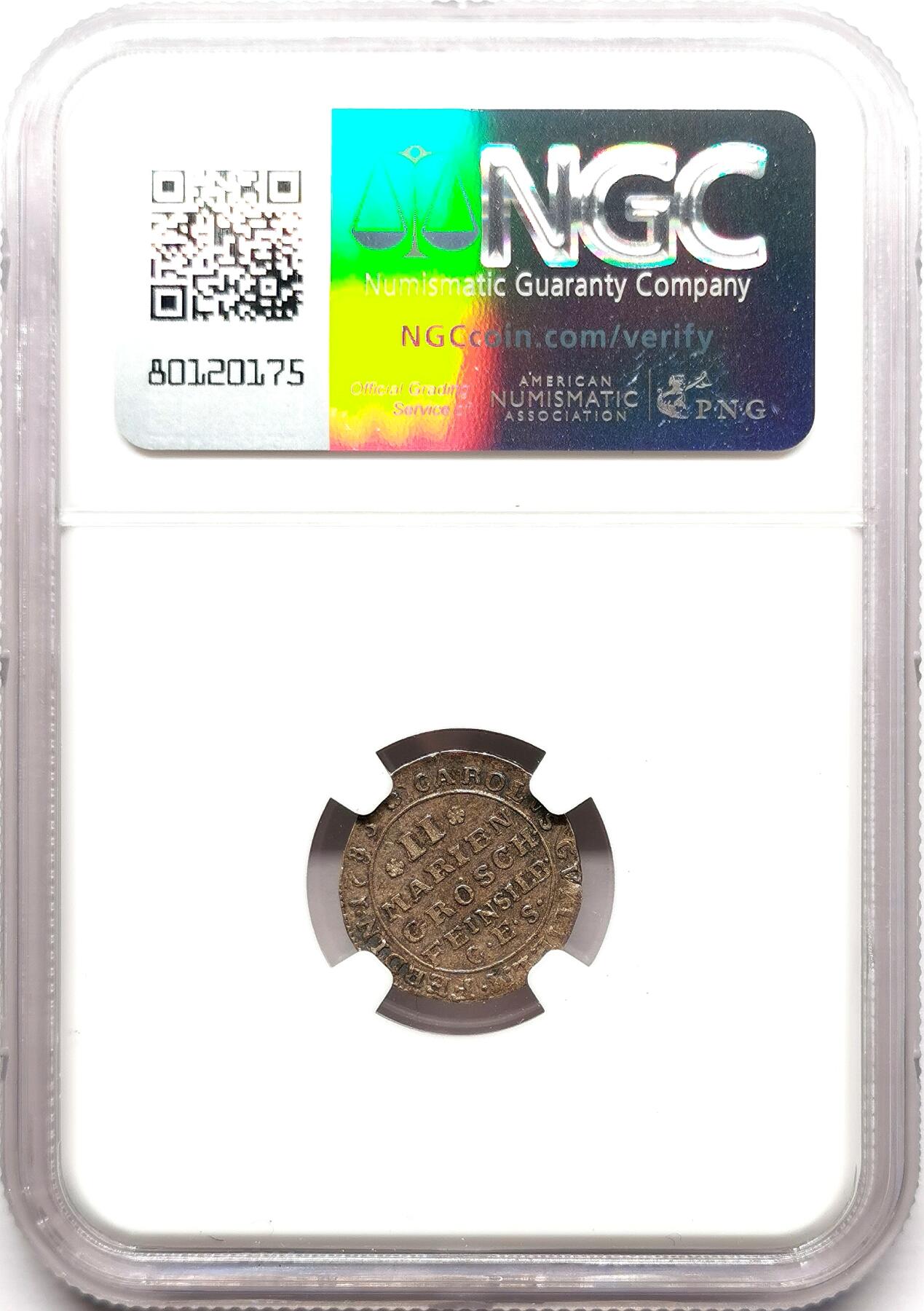 凡希社世界钱币微拍第二百七十二期 1783布伦瑞克-沃芬伯特野人2MG银辅币NGC-AU58