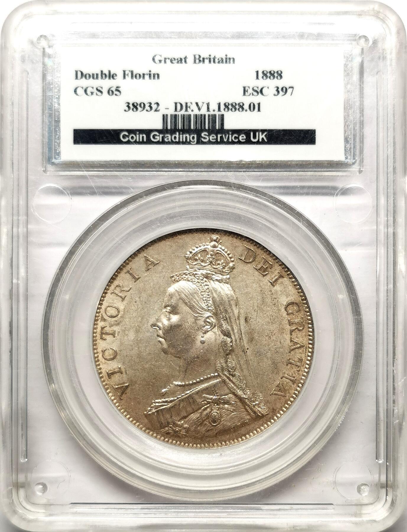 凡希社世界钱币微拍第二百七十二期 1888英国老维高冠双佛罗林大银CGS-65