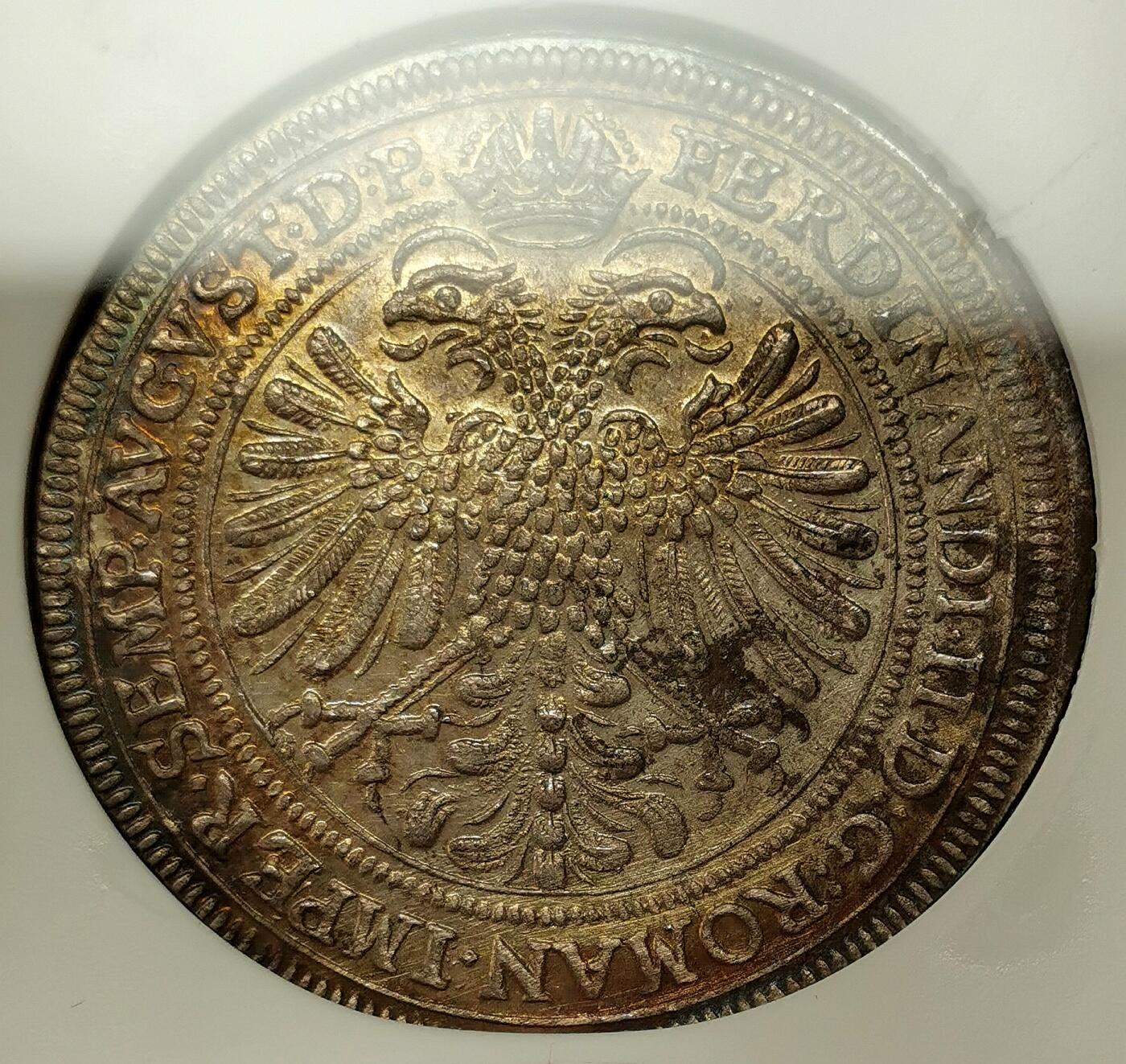 凡希社世界钱币微拍第二百七十二期 荐！1625帝国自由市纽伦堡盾徽与双头鹰泰勒大银NGC-MS62，淡金彩，视觉感极佳的收藏级品质，N唯一亚军分！