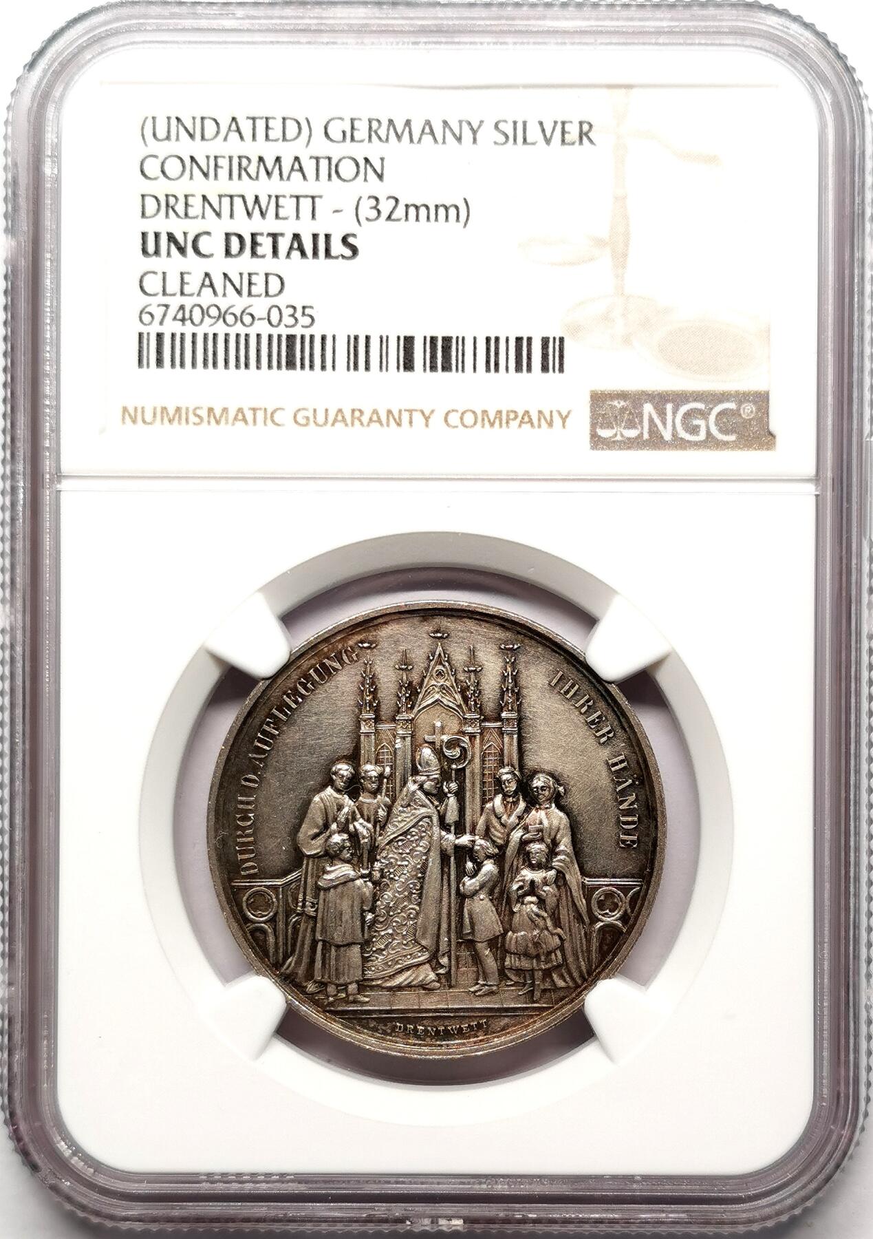 凡希社世界钱币微拍第二百七十二期 十九世纪德国天主教坚信礼纪念银章NGC-UNCD