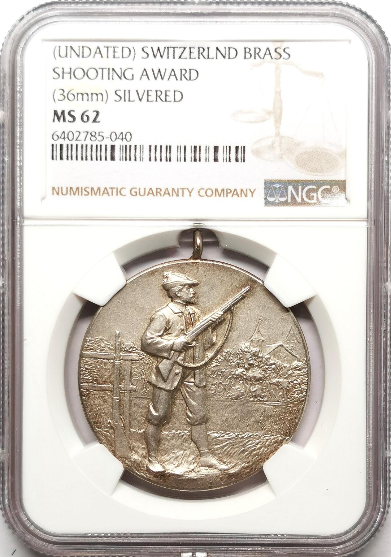 凡希社世界钱币微拍第二百七十二期 二十世纪初瑞士射击节镀银铜章NGC-MS62
