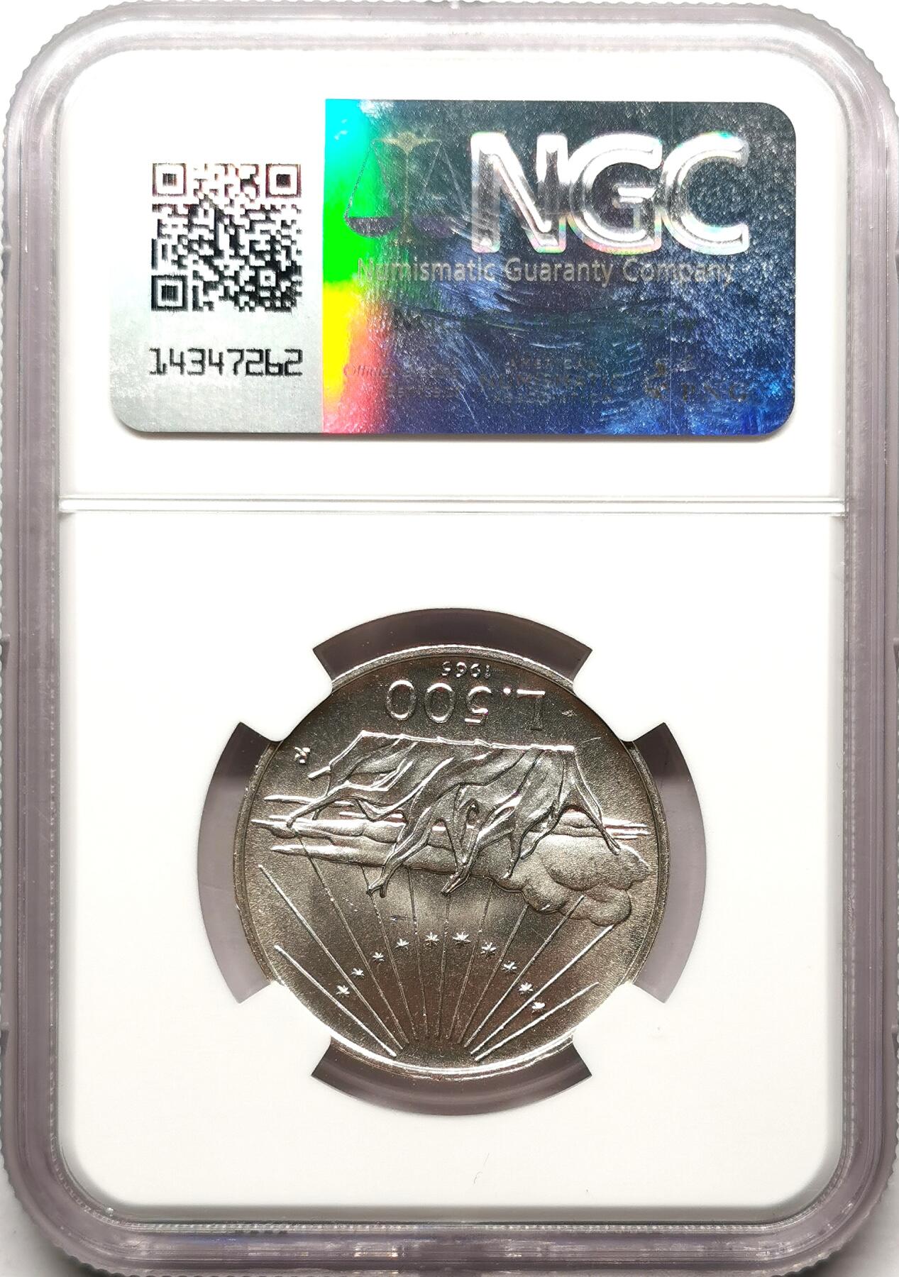 凡希社世界钱币微拍第二百七十二期 1965意大利500里拉银币NGC-MS65