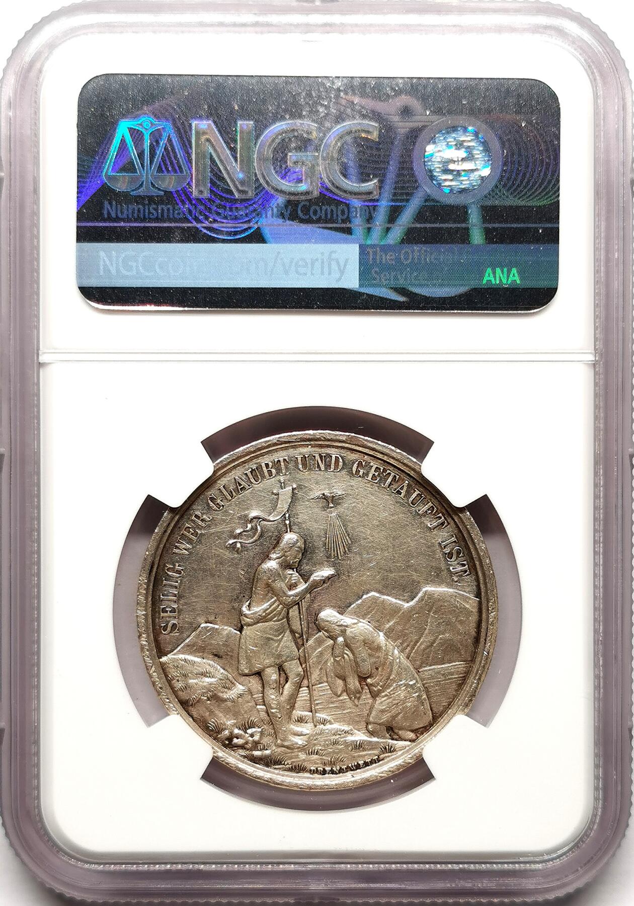 凡希社世界钱币微拍第二百七十二期 十九世纪德国天主教受洗纪念银章NGC-AUD