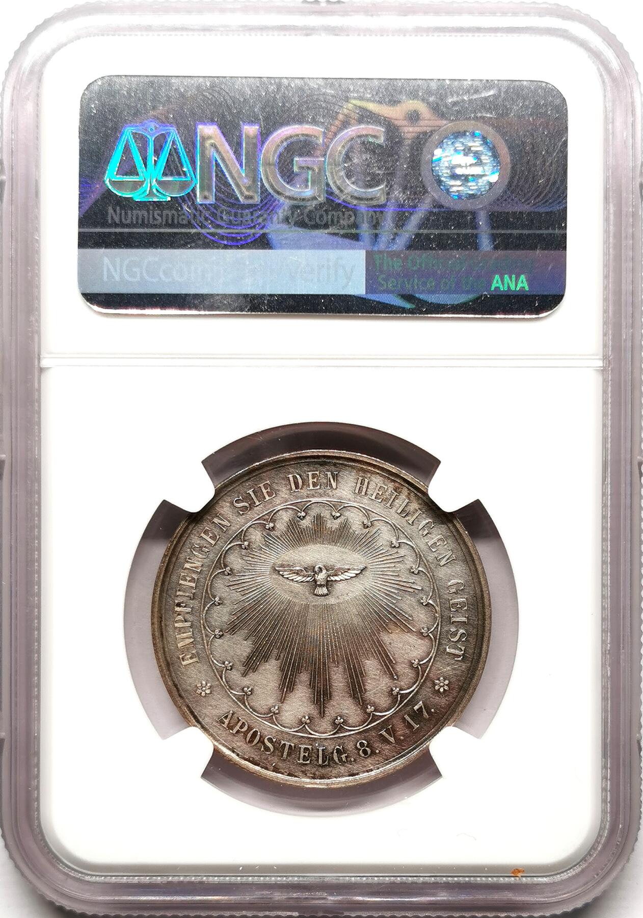 凡希社世界钱币微拍第二百七十二期 十九世纪德国天主教坚信礼纪念银章NGC-UNCD