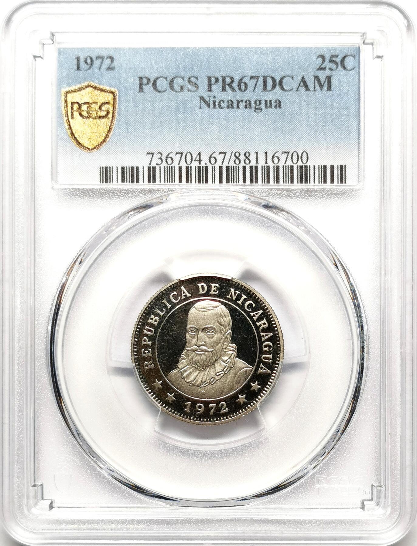 凡希社世界钱币微拍第二百七十二期 1972尼加拉瓜25分精铸PCGS-PF67DCAM
