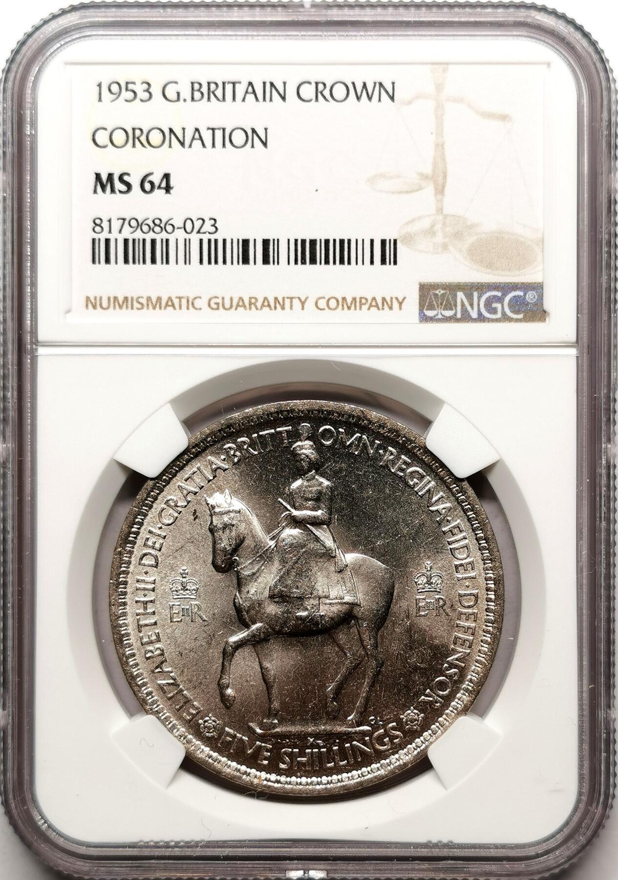 凡希社世界钱币微拍第二百七十二期 1953英国伊丽莎白加冕克朗NGC-MS64
