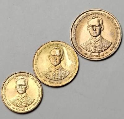 布加迪🐬～世界钱币(上海)🌾第 123 期 /  泰国🇹🇭币及中东亚洲各国散币 - 泰国🇹🇭 拉玛九世 正面头像 3 枚