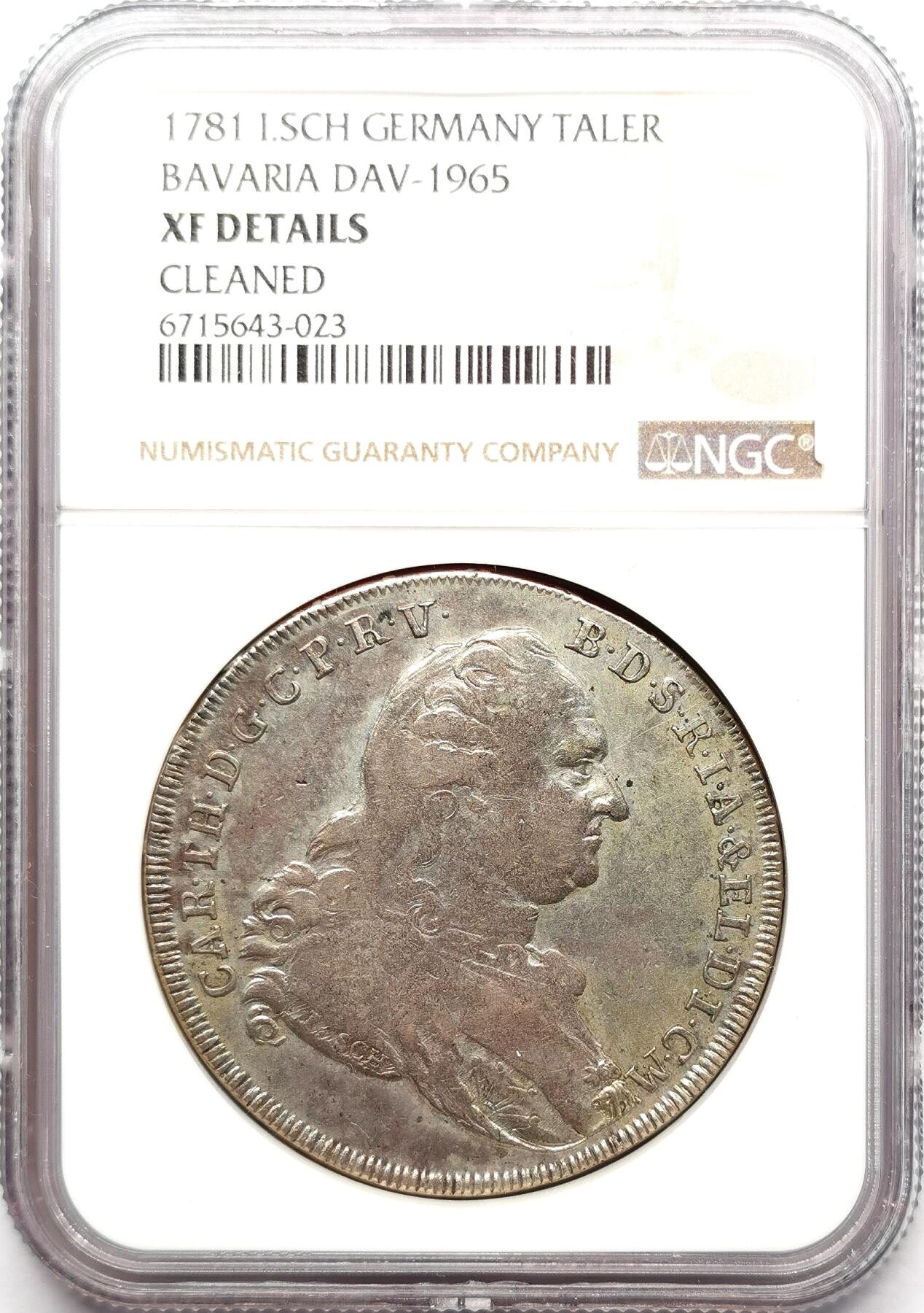 凡希社世界钱币微拍第二百七十二期 1781巴伐利亚圣母子泰勒大银NGC-XFD