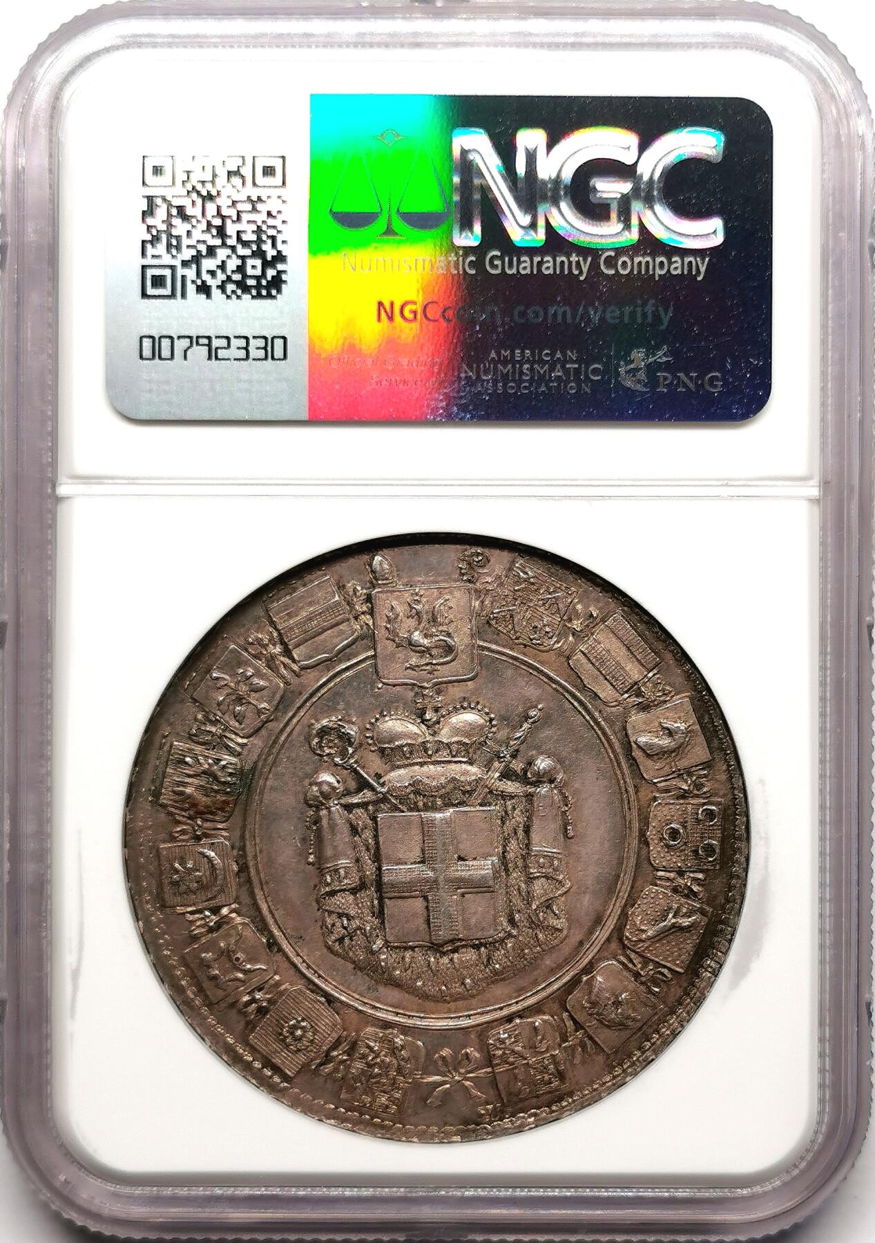 凡希社世界钱币微拍第二百七十二期 荐！1788富尔达主教区主教缺位泰勒大银NGC-UNCD，稀少一年型。深色紫金彩，包浆绝佳底板一流的收藏级精品！