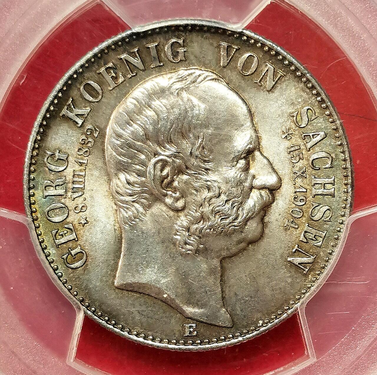 凡希社世界钱币微拍第二百七十二期 1904萨克森国王逝世纪念2马克PCGS-MS65