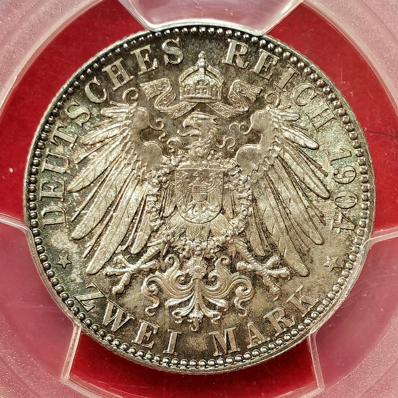 凡希社世界钱币微拍第二百七十二期 1904萨克森国王逝世纪念2马克PCGS-MS65