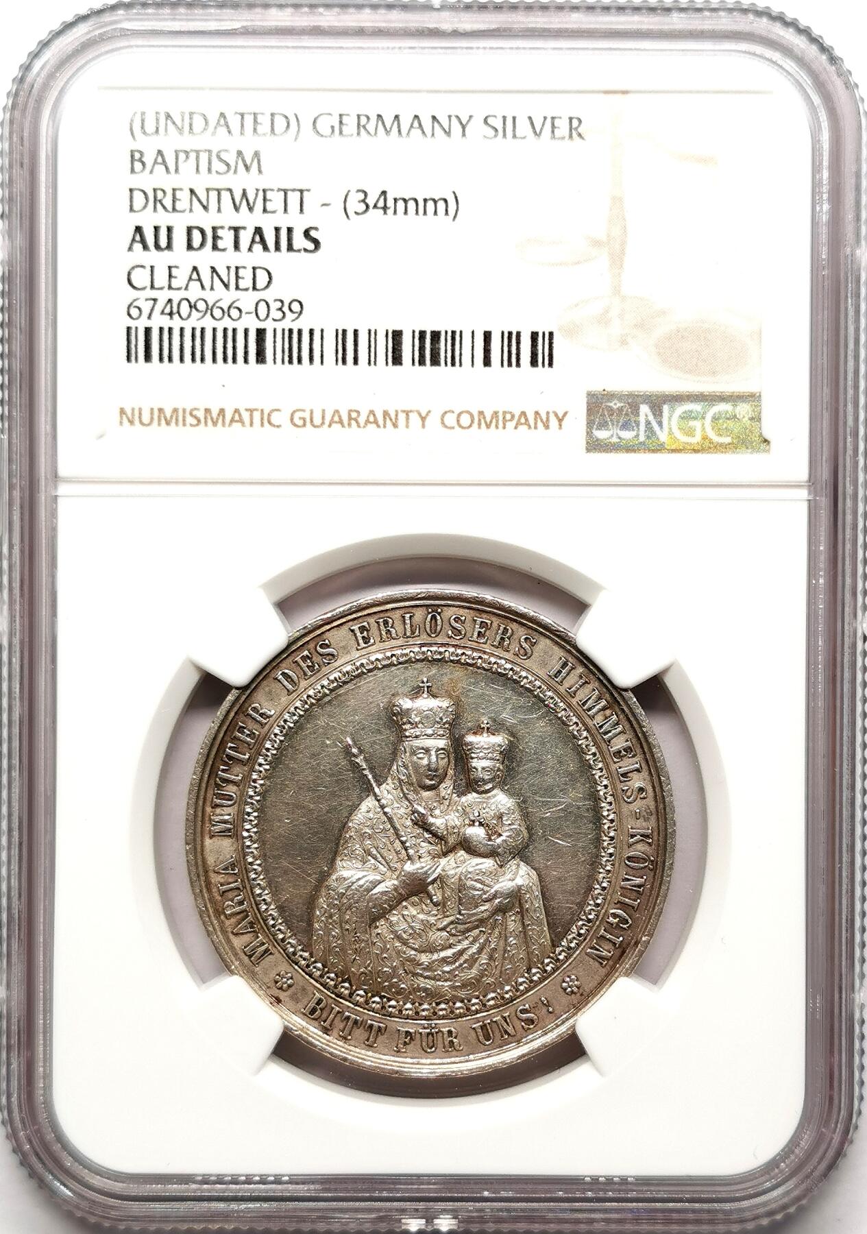 凡希社世界钱币微拍第二百七十二期 十九世纪德国天主教受洗纪念银章NGC-AUD