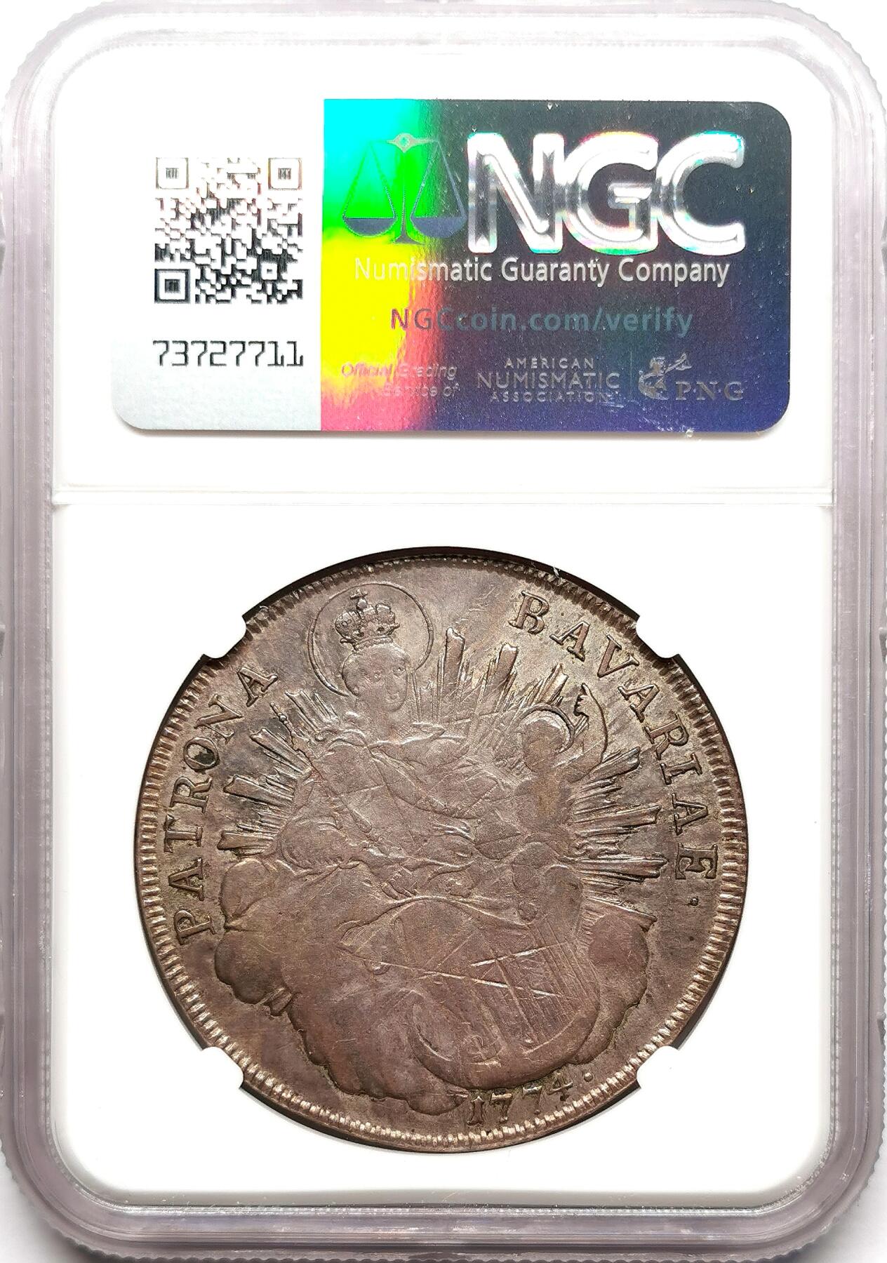 凡希社世界钱币微拍第二百七十二期 1774巴伐利亚圣母子泰勒大银NGC-VF30