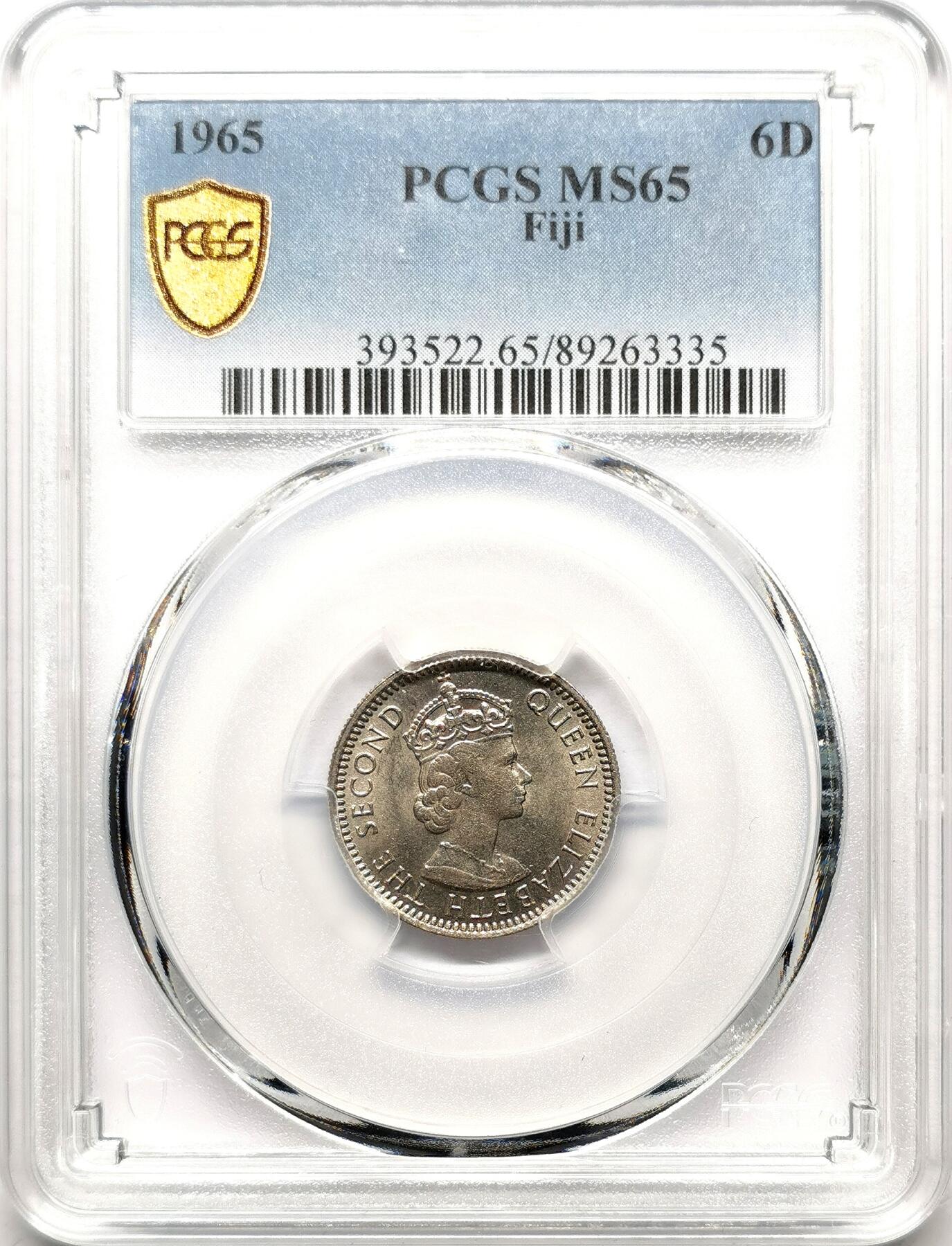 凡希社世界钱币微拍第二百七十二期 1965斐济伊丽莎白6便士PCGS-MS65