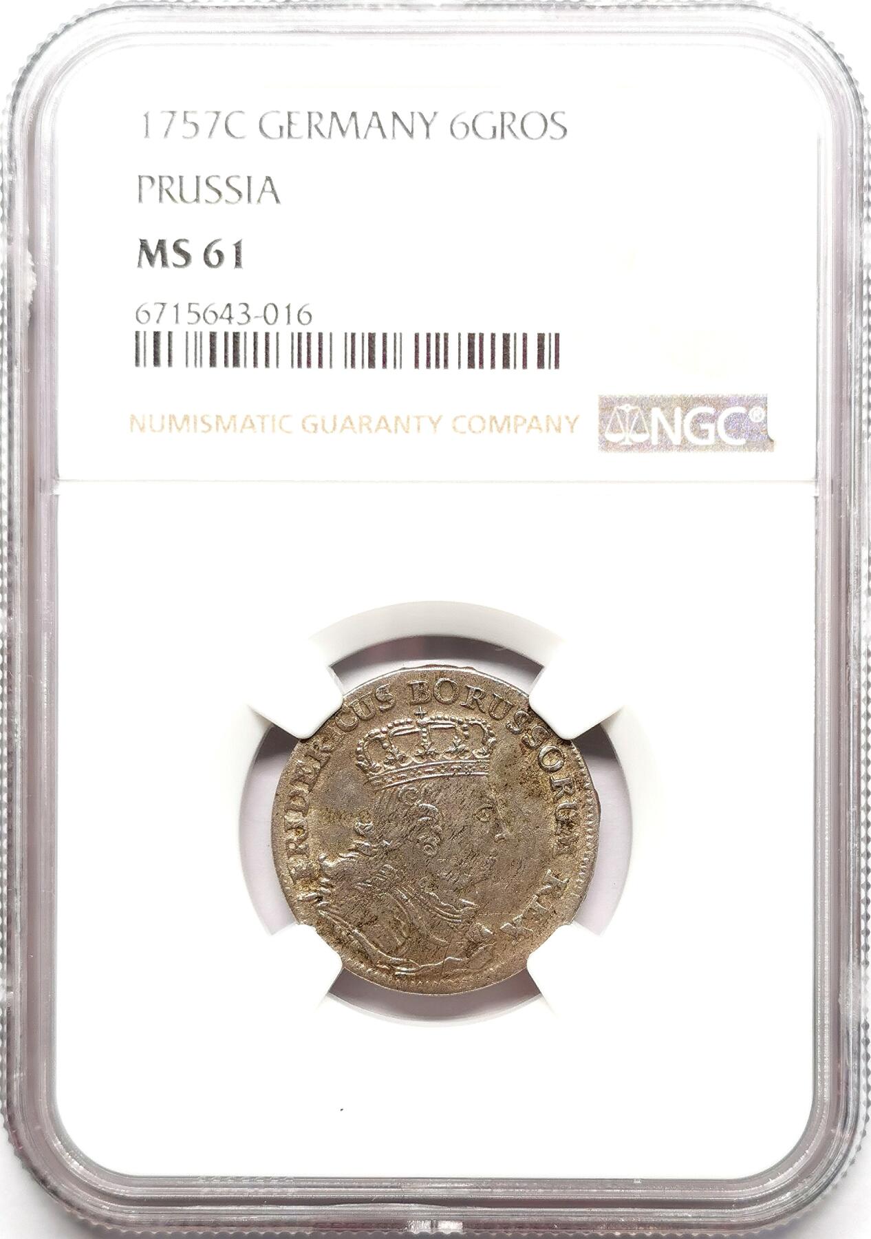凡希社世界钱币微拍第二百七十二期 1757C普鲁士6格罗申银币NGC-MS61