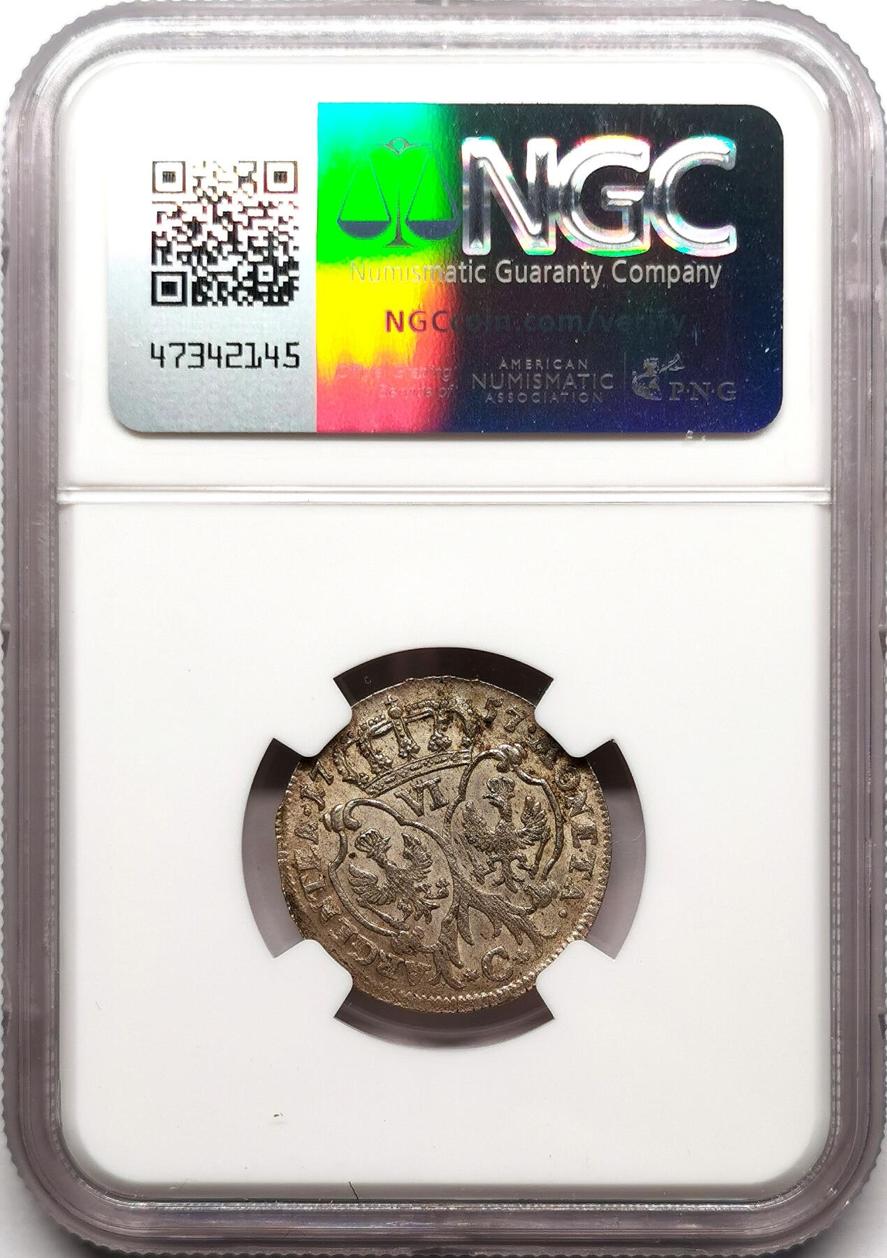 凡希社世界钱币微拍第二百七十二期 1757C普鲁士6格罗申银币NGC-MS61