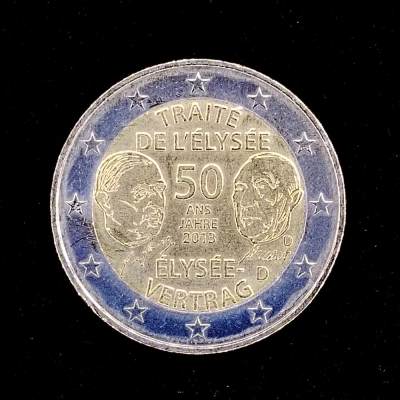 巴斯克收藏第277期 散币，纪念币专场 6月18/19/20号三场连拍 全场包邮 - 法国 2013年 2欧元纪念币 爱丽舍条约50周年纪念