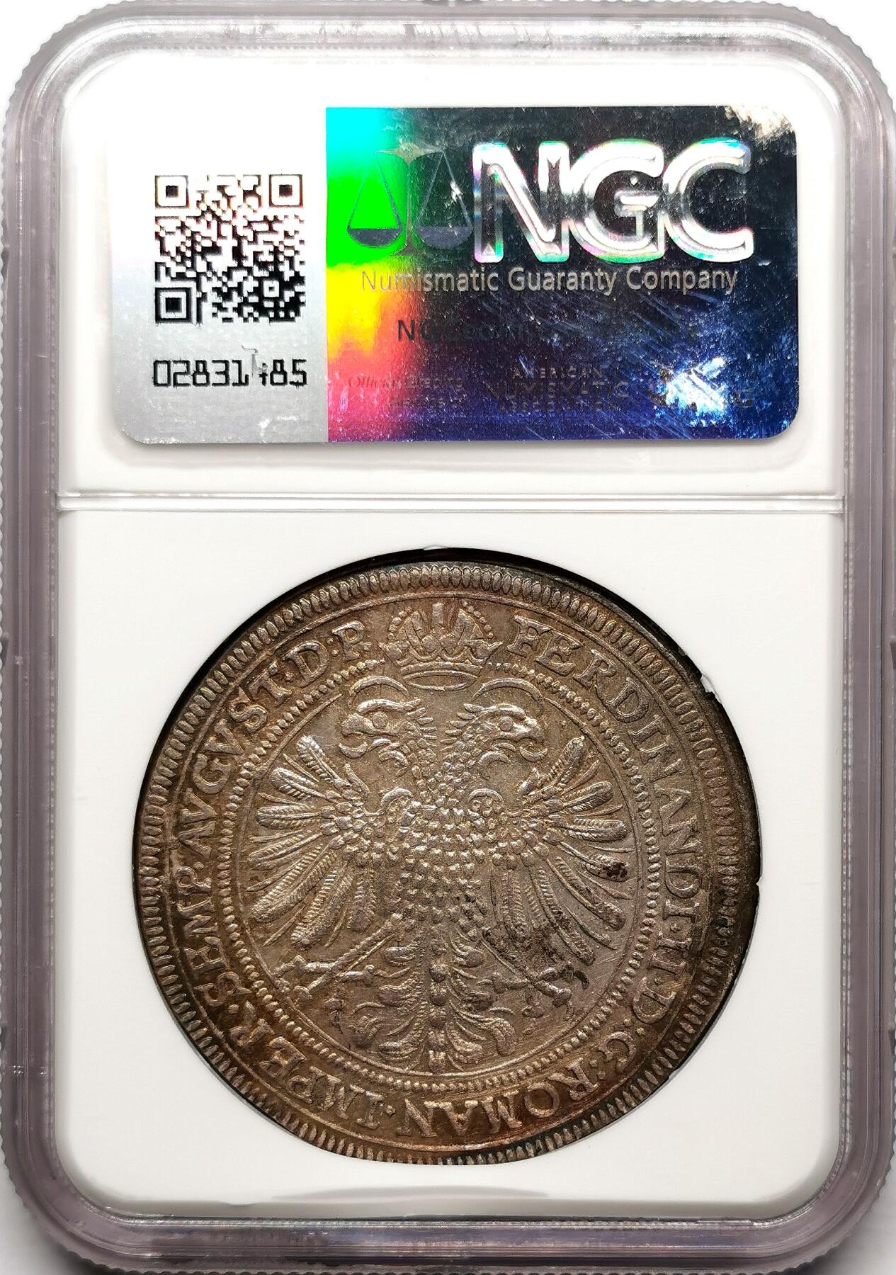 凡希社世界钱币微拍第二百七十二期 荐！1625帝国自由市纽伦堡盾徽与双头鹰泰勒大银NGC-MS62，淡金彩，视觉感极佳的收藏级品质，N唯一亚军分！