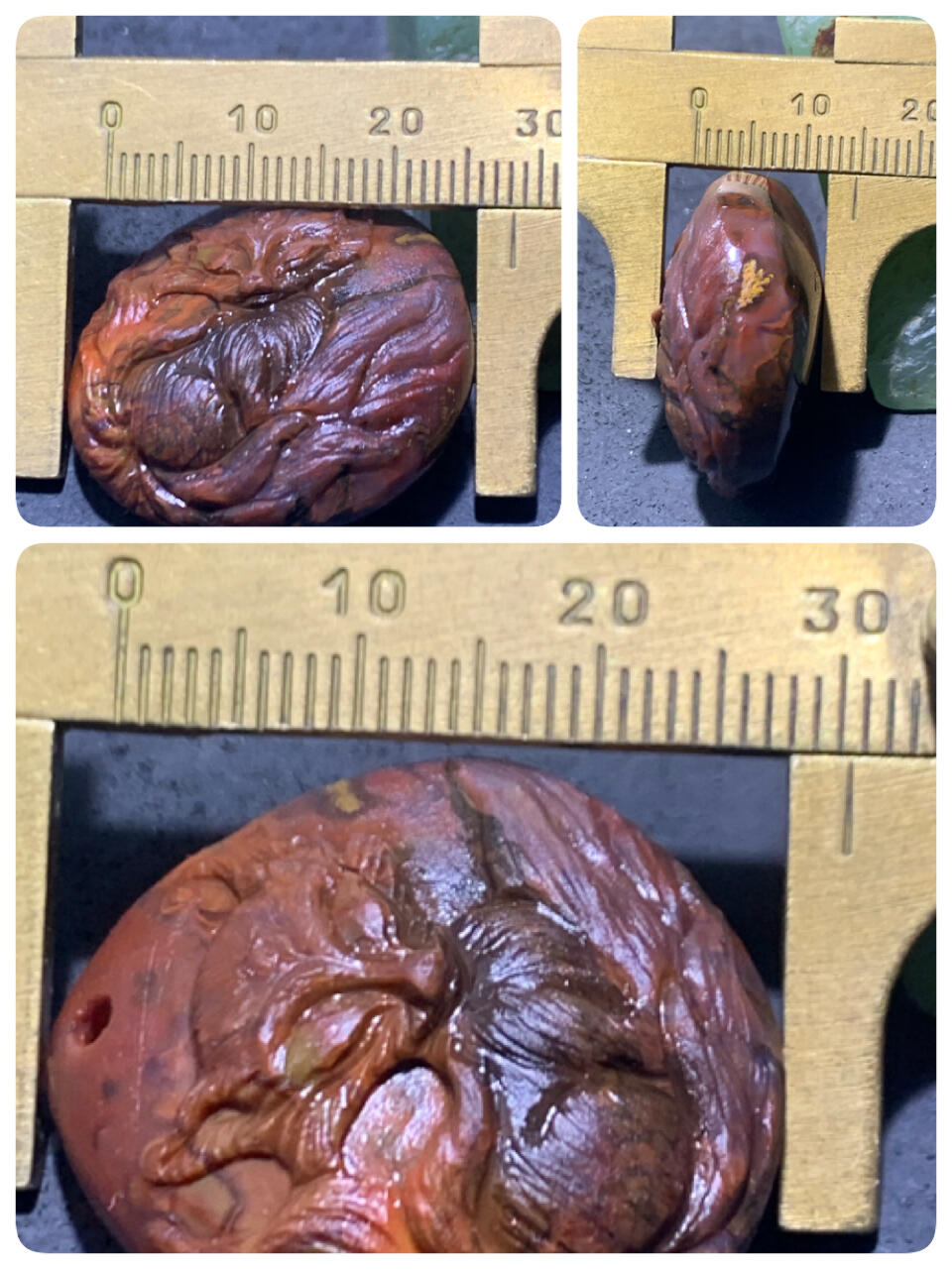 精美亚光黑冰飘心战国红玛瑙手工俏色巧雕灵狐吊坠一个，