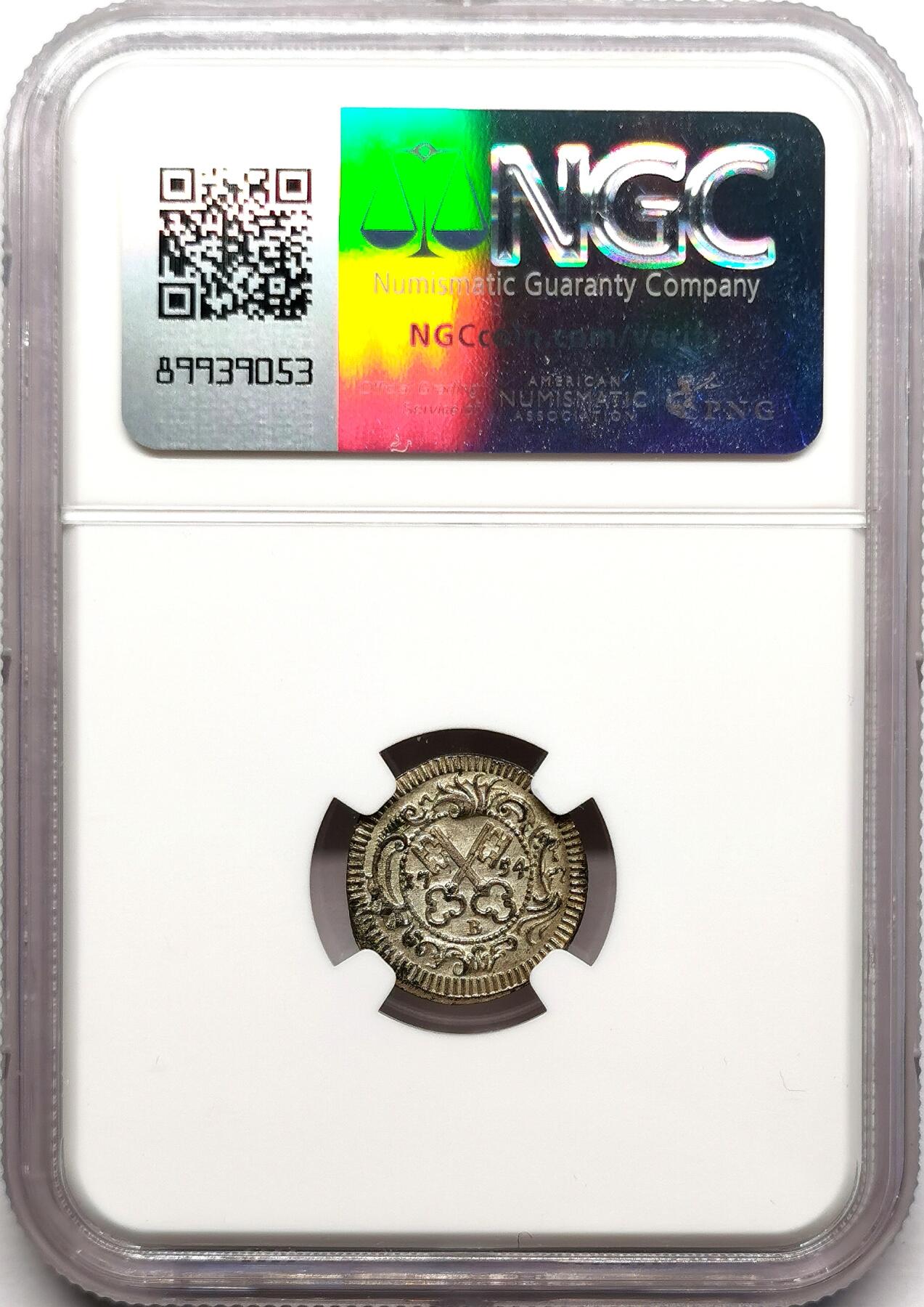 凡希社世界钱币微拍第二百七十二期 1754雷根斯堡自由市1K银辅币NGC-MS64，稀见的原银光高品！