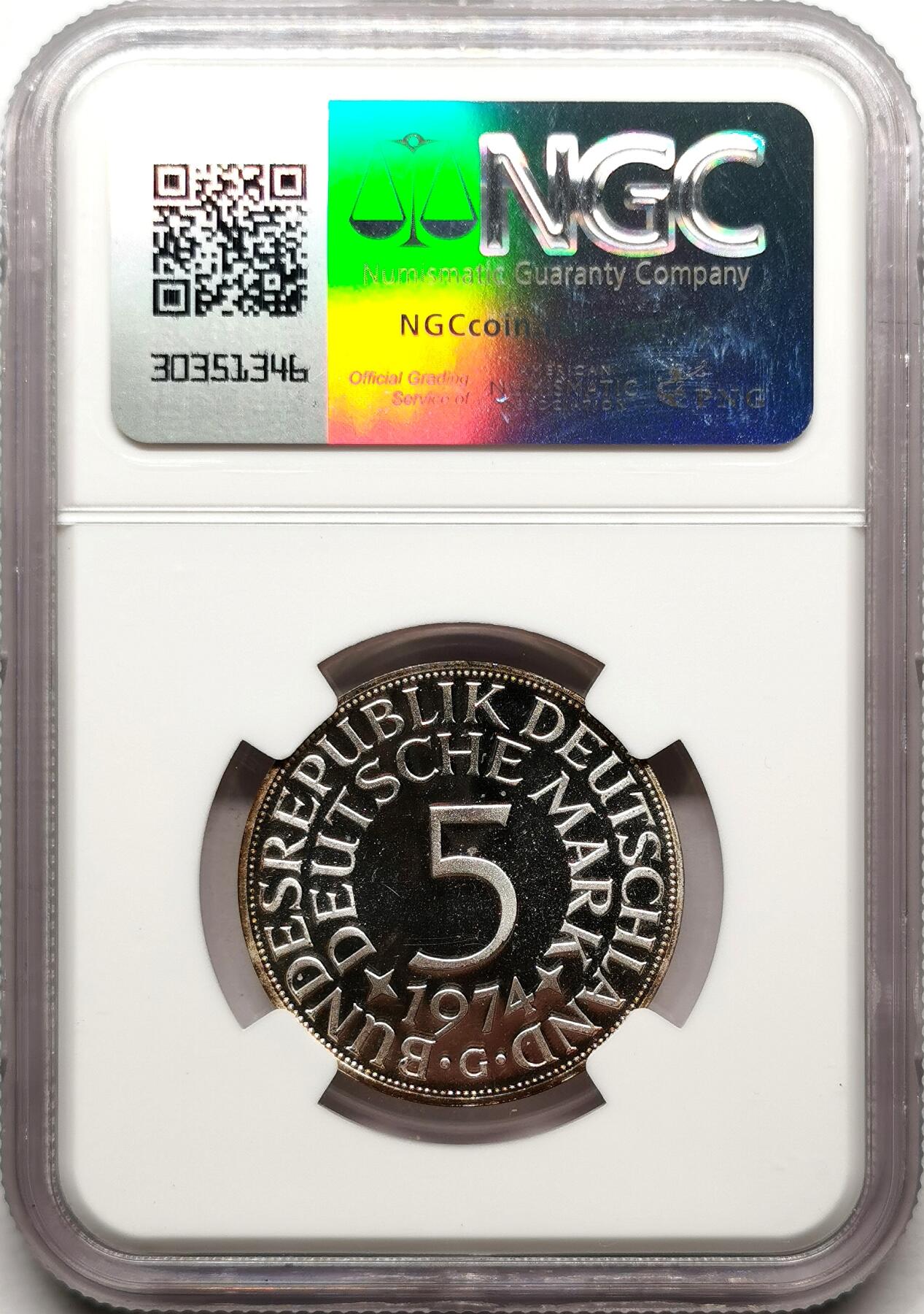 凡希社世界钱币微拍第二百七十二期 1974联邦德国5马克银币精铸NGC-PF66UC