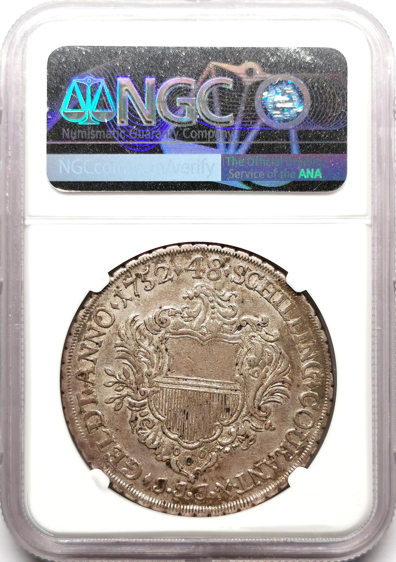 凡希社世界钱币微拍第二百七十二期 1752帝国自由市吕贝克双头鹰泰勒NGC-AU53