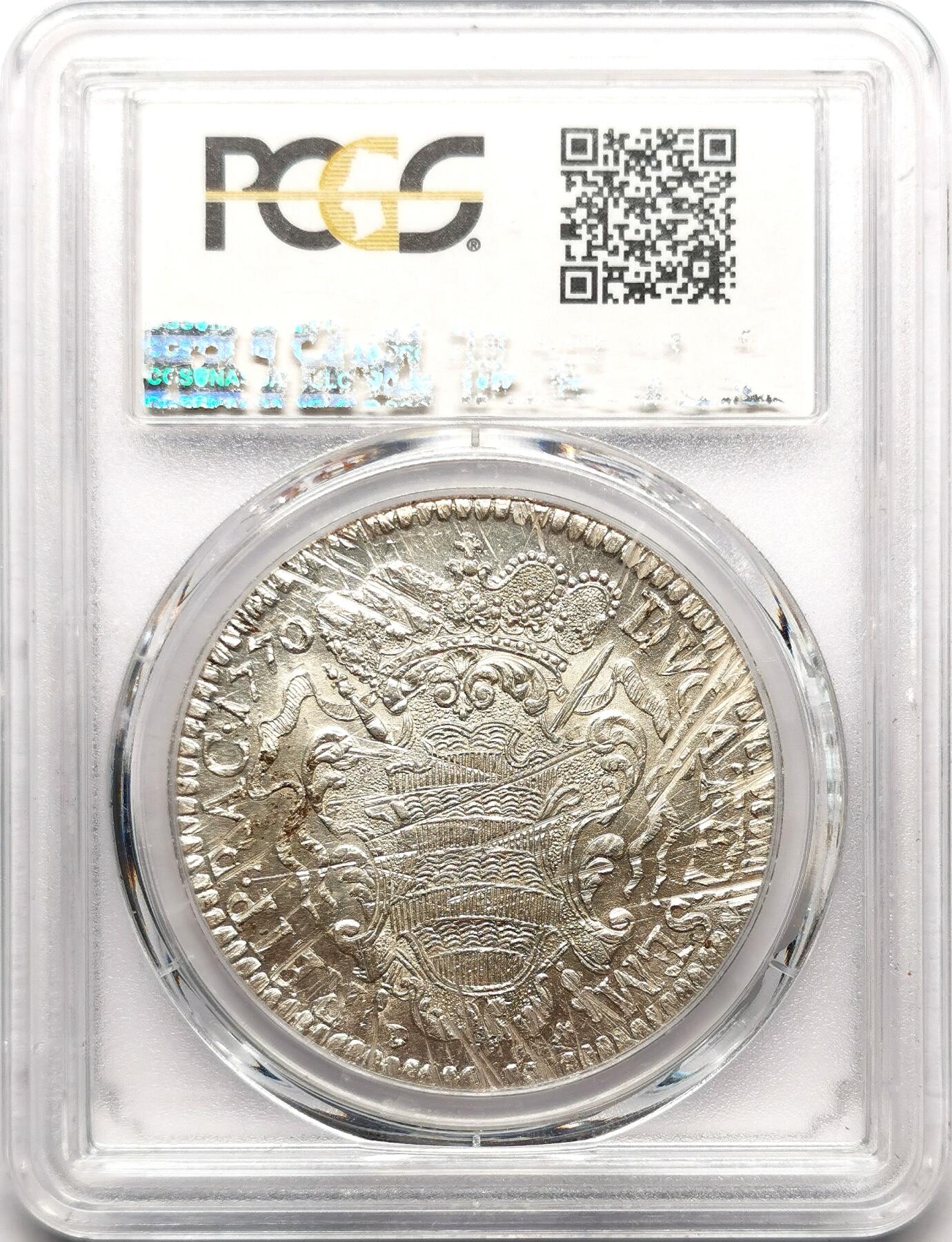 凡希社世界钱币微拍第二百七十二期 荐！1770拉古萨共和国tallero大银PCGS-MS63，罕见的原银光品相，背面减重痕略多，P唯一最高分！