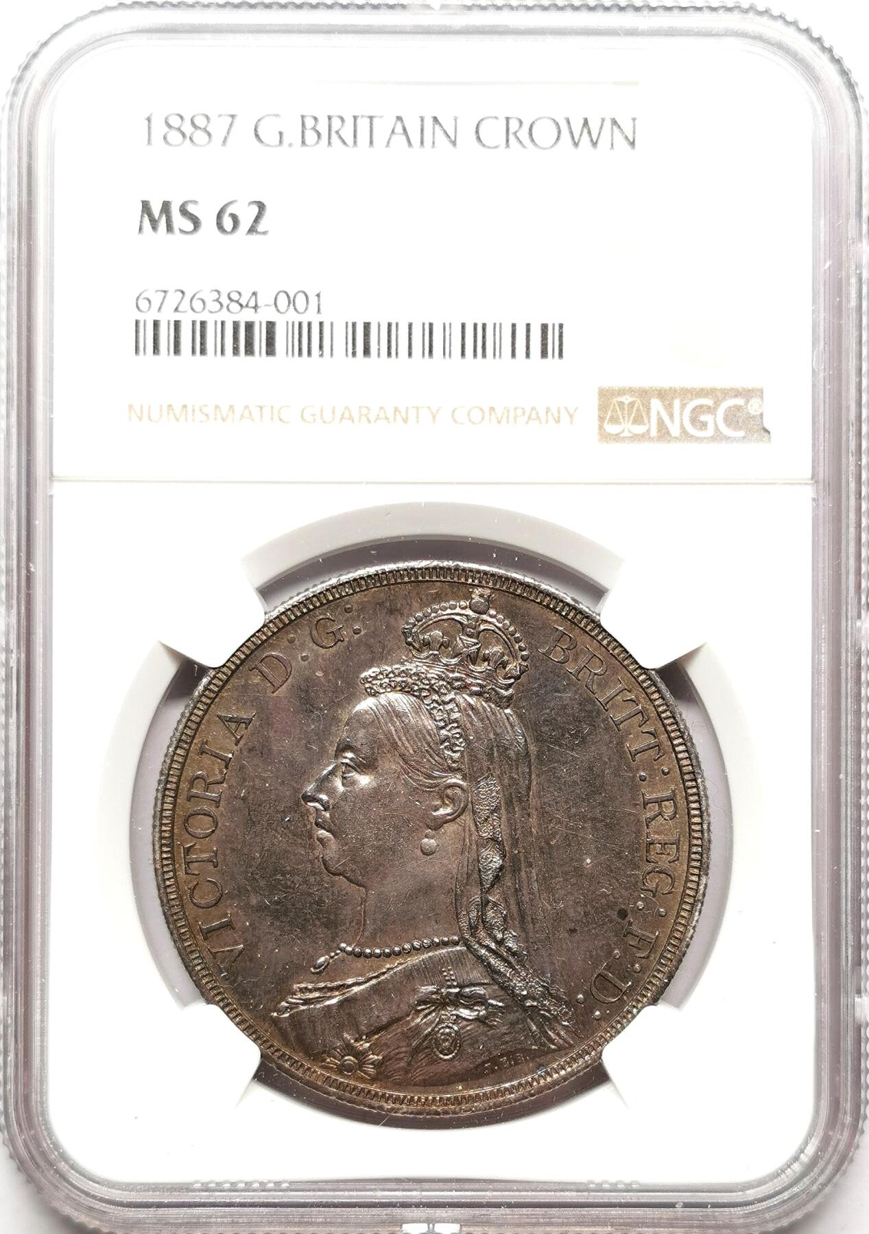 凡希社世界钱币微拍第二百七十二期 荐！1887英国老维高冠马剑NGC-MS62，深色酱彩！