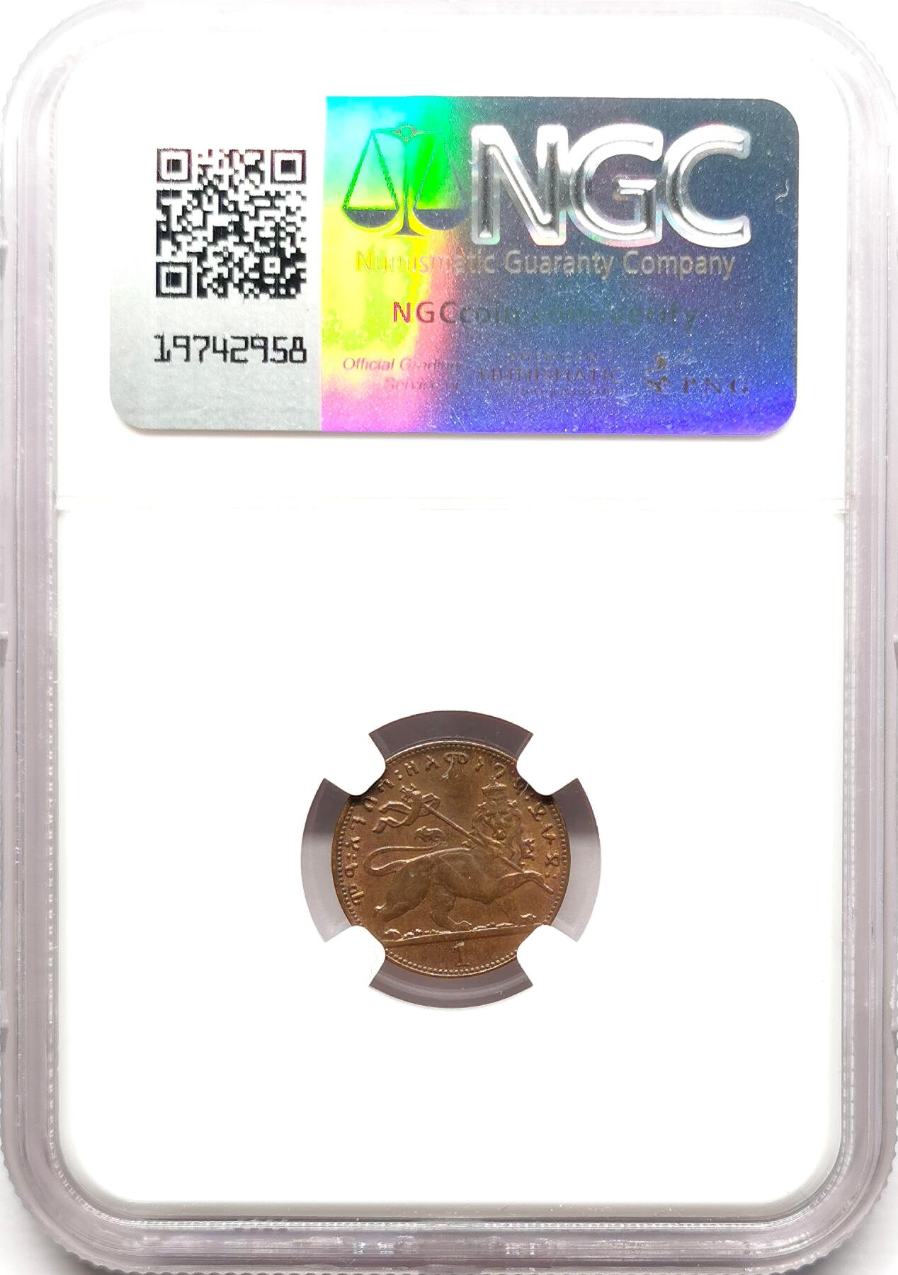 凡希社世界钱币微拍第二百七十二期 EE1923埃塞俄比亚Matona铜币NGC-MS63