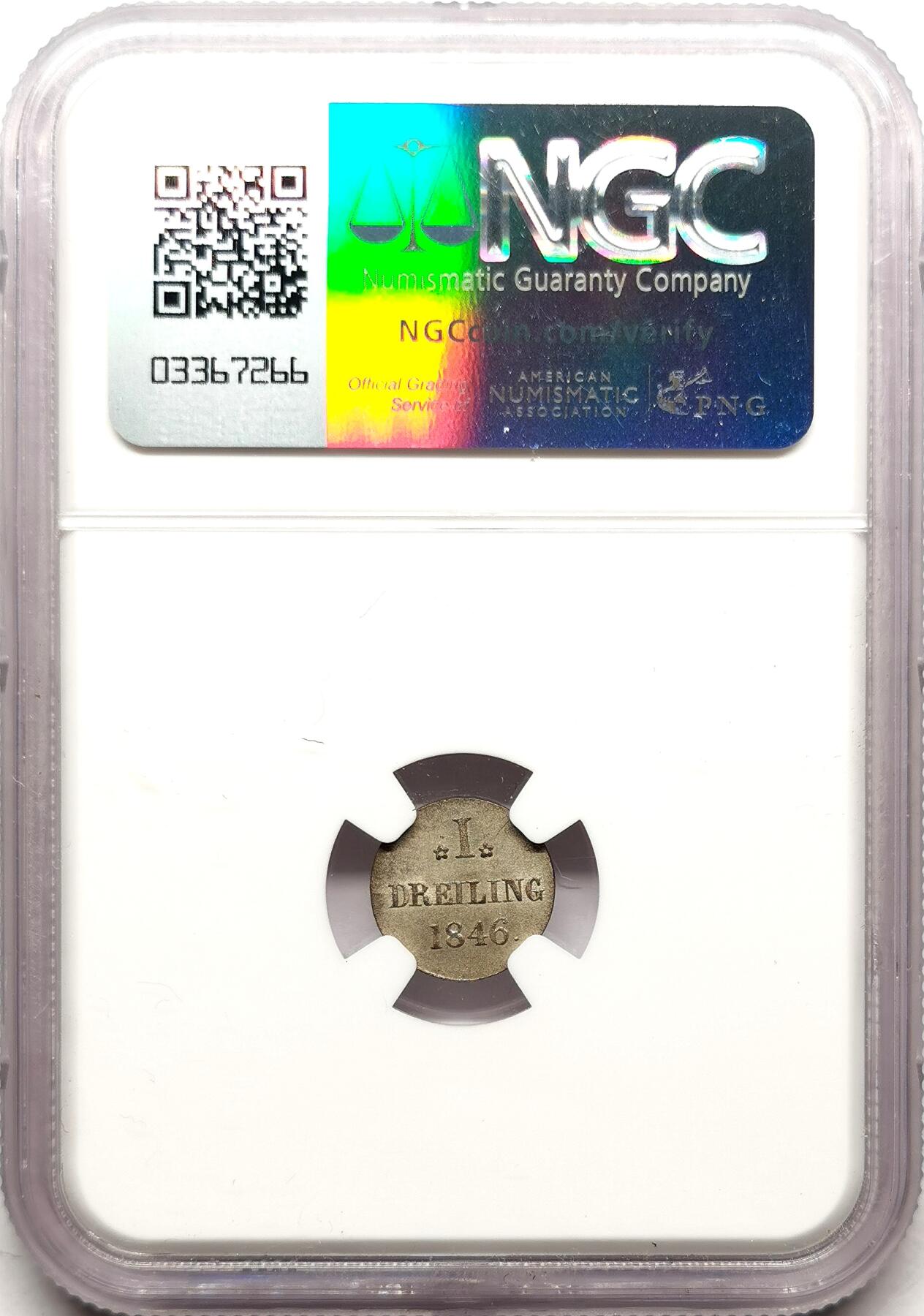 凡希社世界钱币微拍第二百七十二期 1846汉堡自由市3P银币NGC-MS63