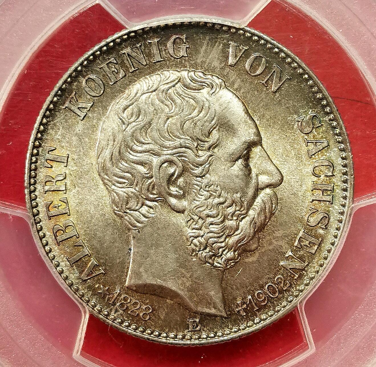 凡希社世界钱币微拍第二百七十二期 1902E萨克森国王逝世纪念2马克PCGS-MS65