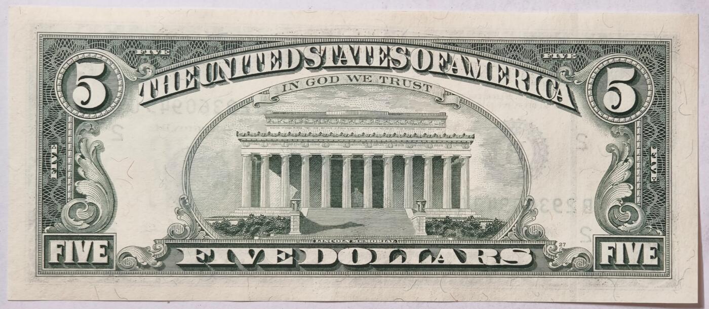 紫瑗钱币——第363期拍卖——纸币场 美国 1995年 B版 无序列 亚伯拉罕·林肯 5美元 小头版 UNC