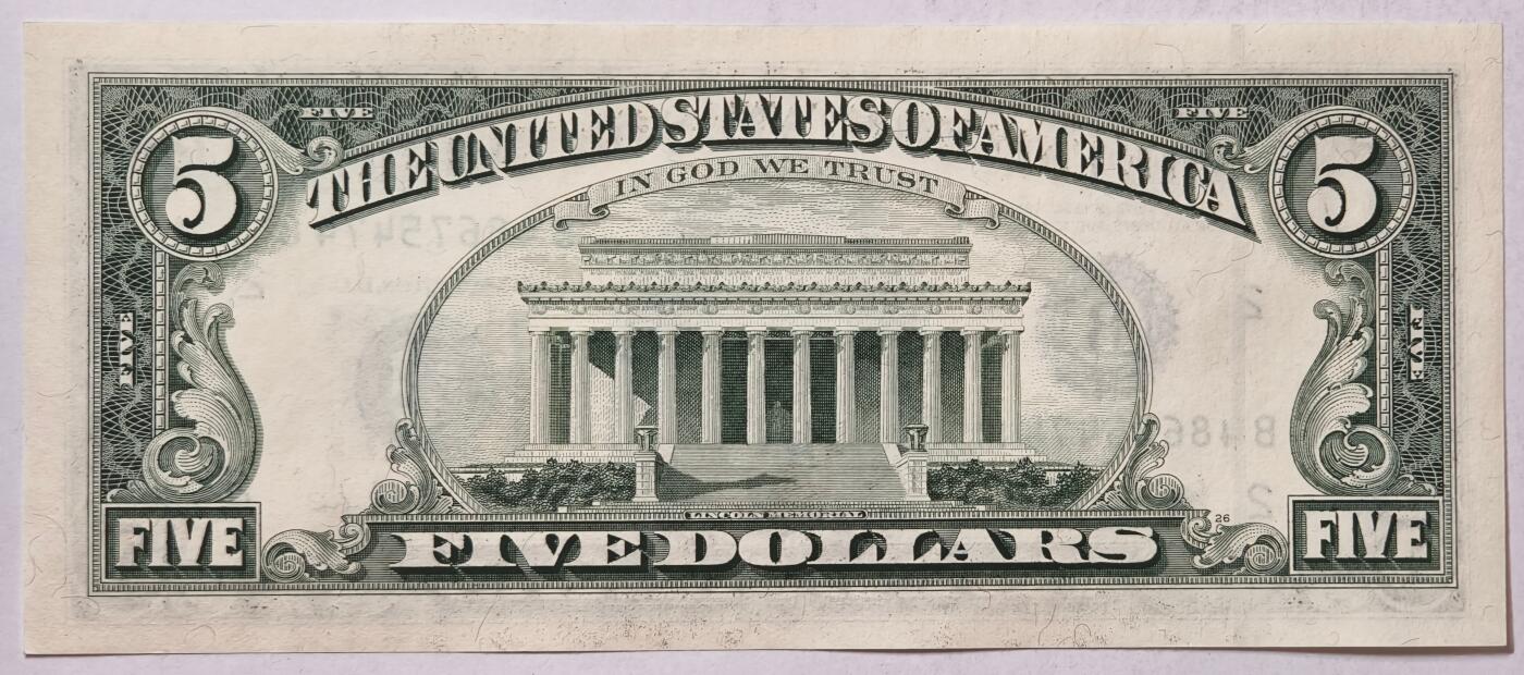 紫瑗钱币——第363期拍卖——纸币场 美国 1995年 B版 无序列 亚伯拉罕·林肯 5美元 小头版 UNC